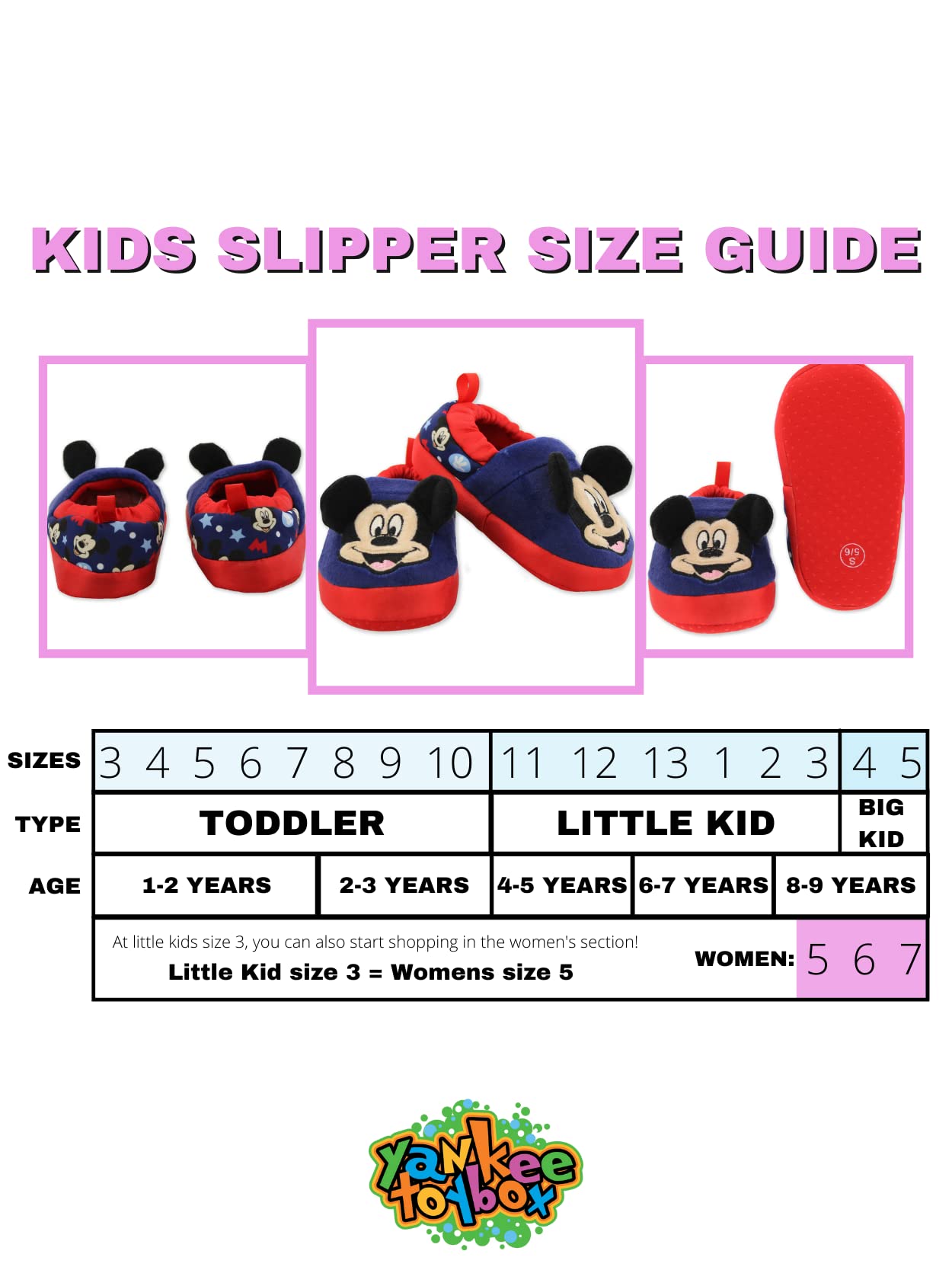 Mickey Mouse Toddler Boy's Plush A-Line Slippers with 3D Ears