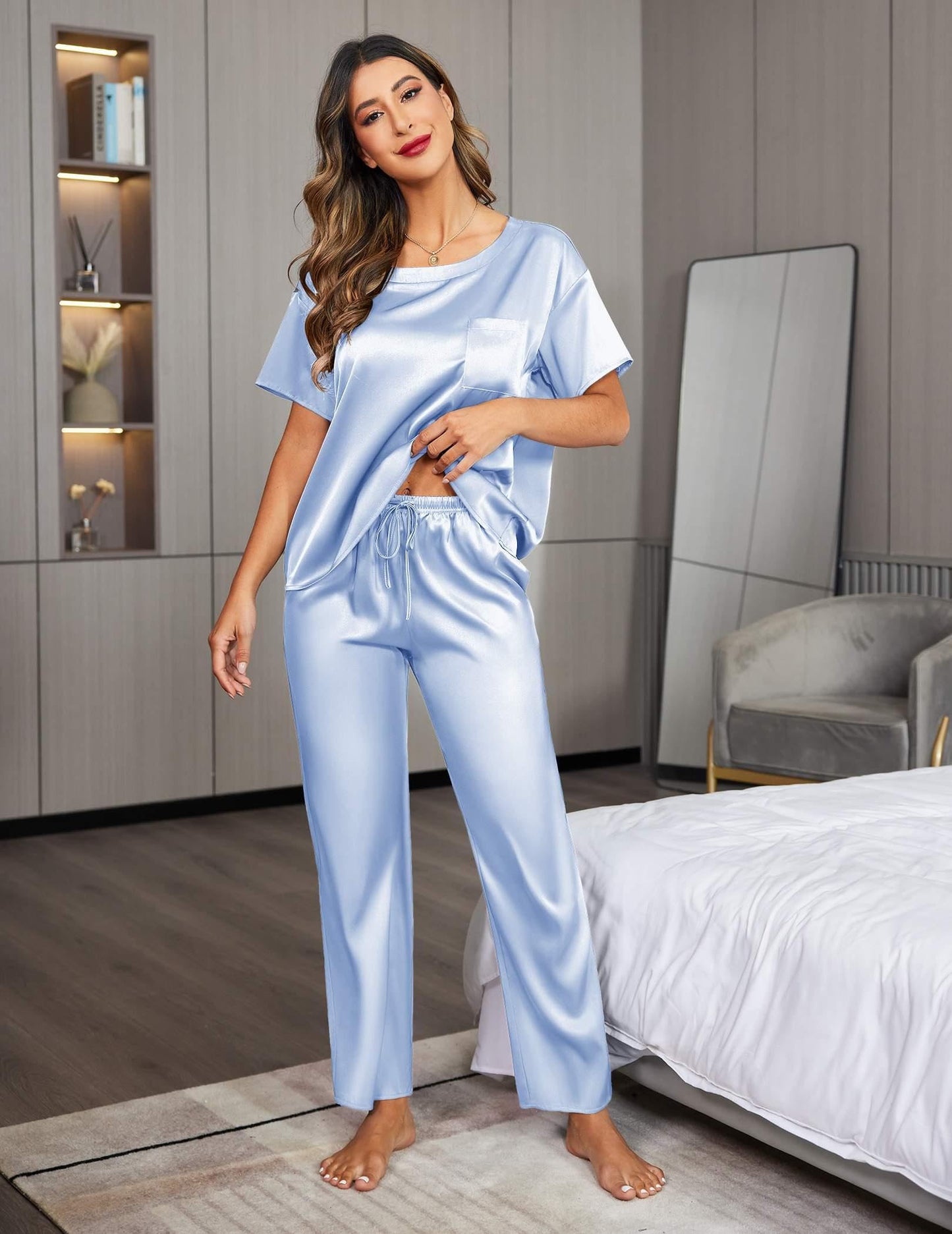 Ekouaer Silky Pajama Set