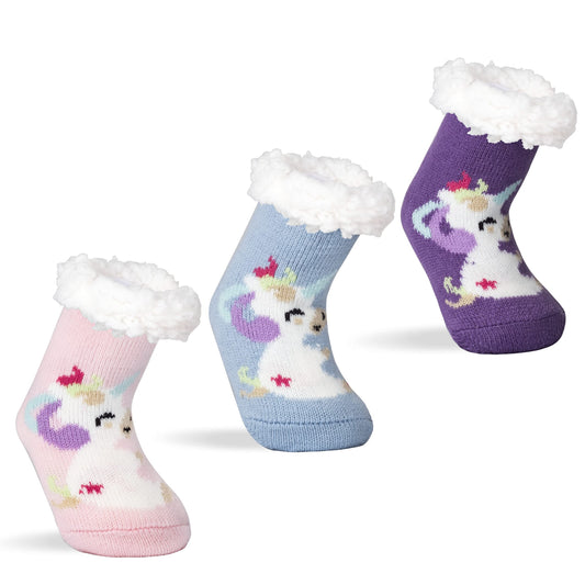 FENELY Kids 3 Pairs Fuzzy Slipper Socks