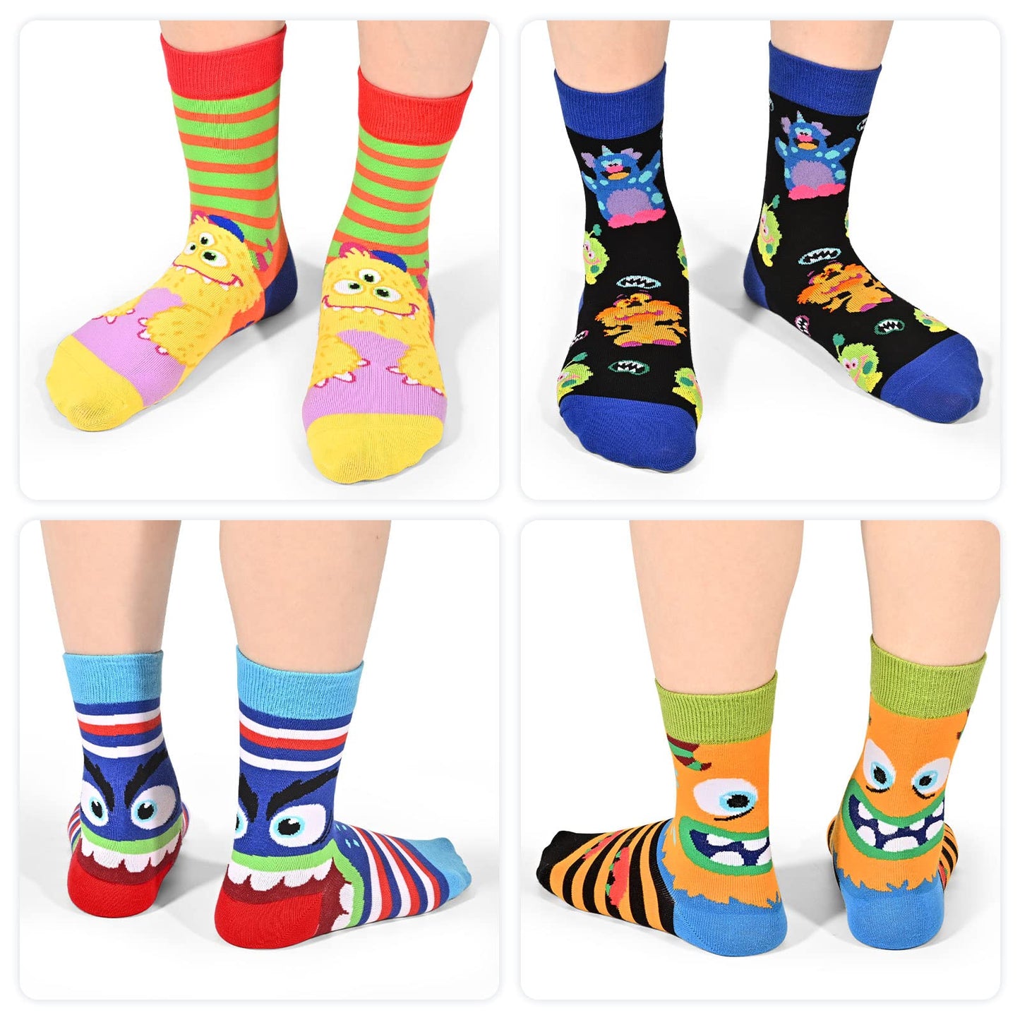 Kids Novelty Crew Socks 4-6 Pack + Gift Box