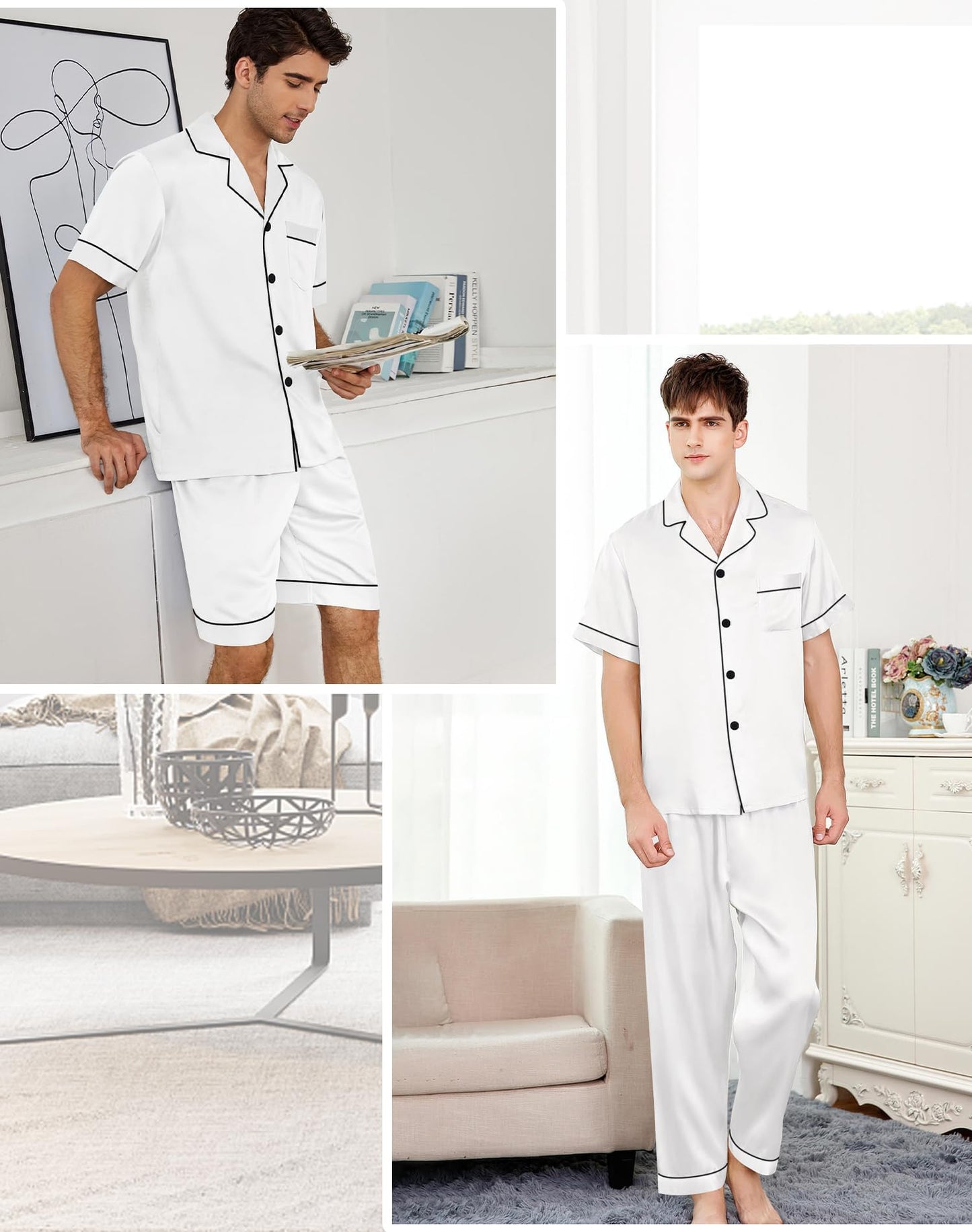 SWOMOG Mens 3pcs Pajamas Set