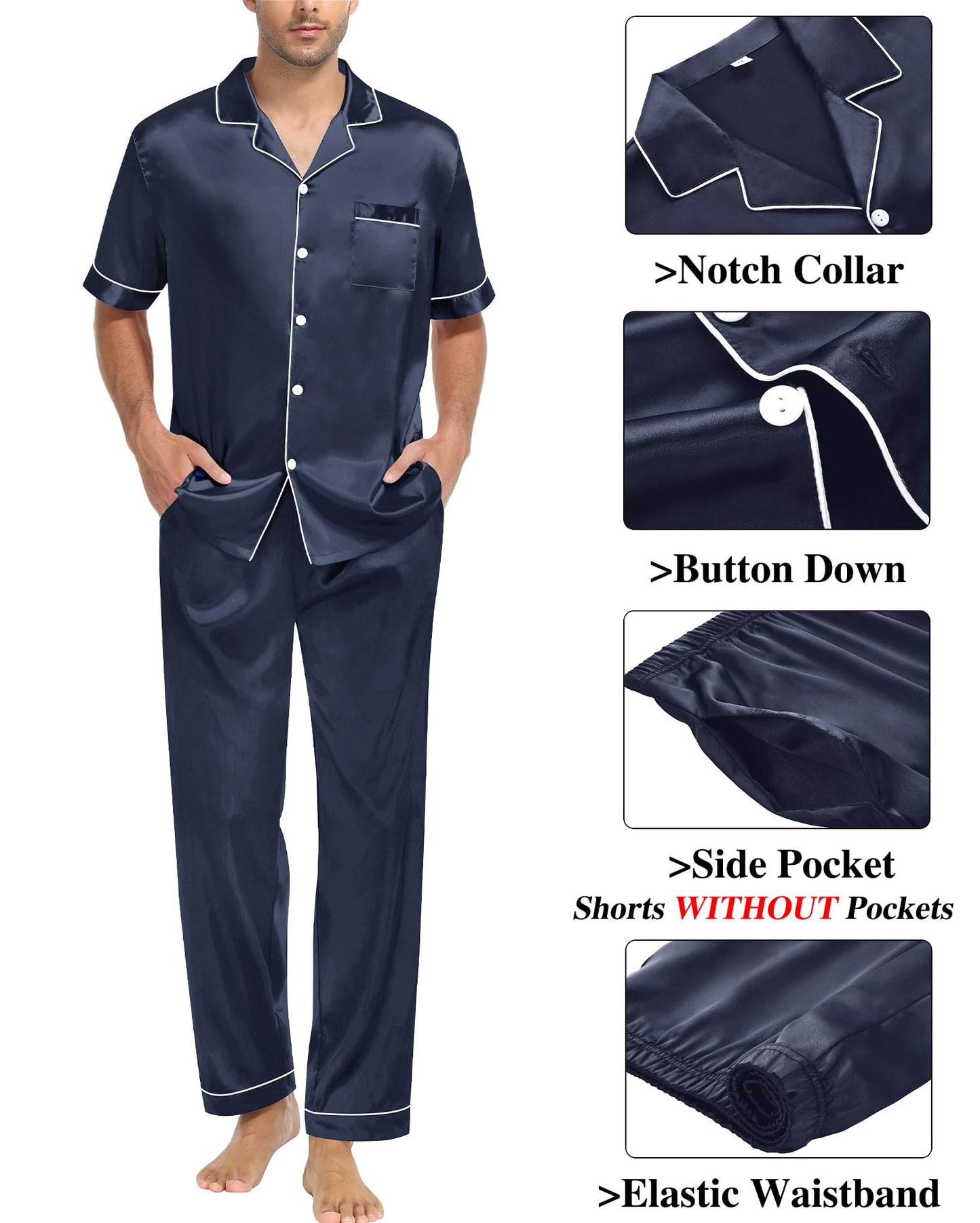 SWOMOG Mens 3pcs Pajamas Set