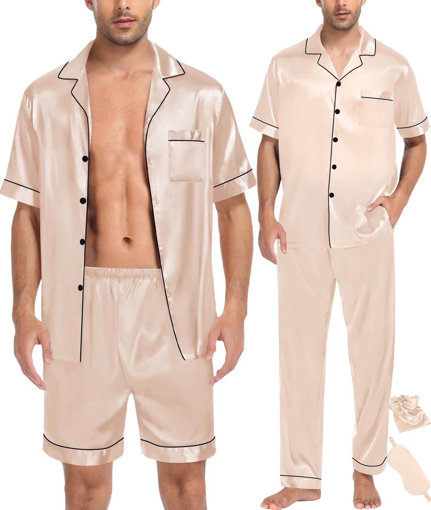 SWOMOG Mens 3pcs Pajamas Set