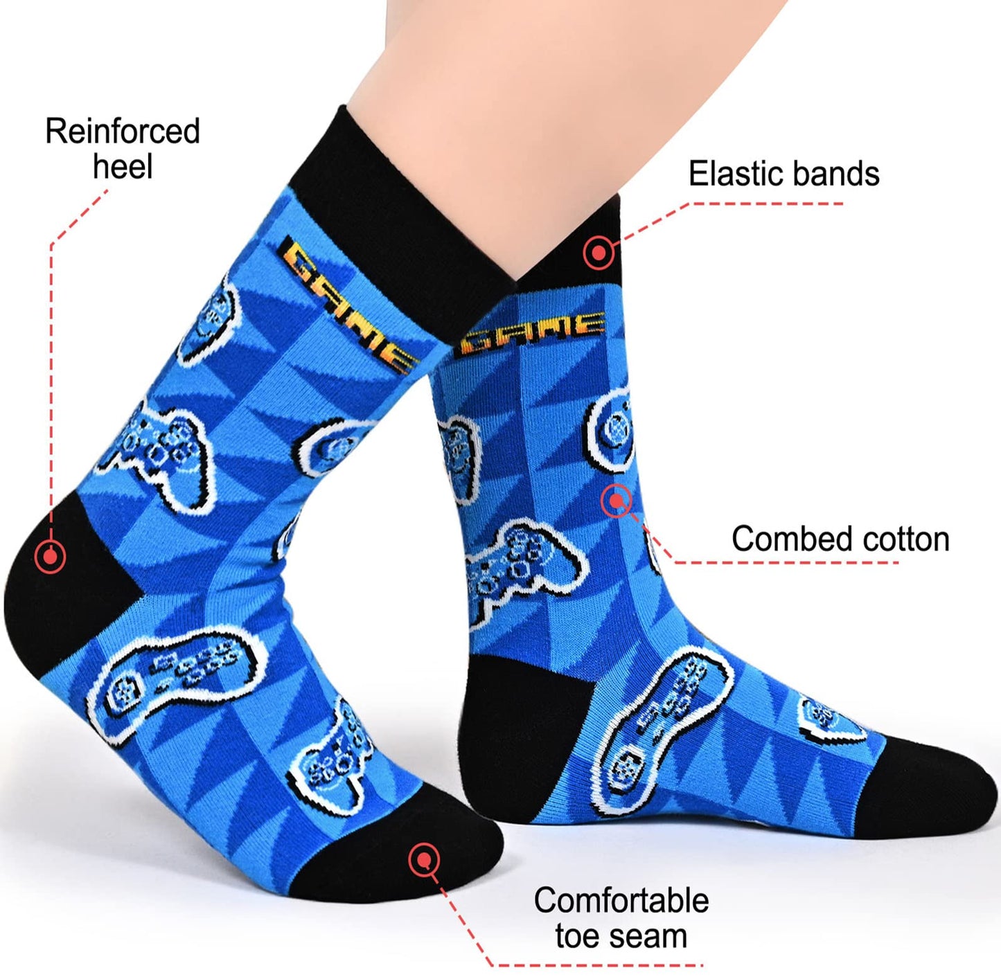 Kids Novelty Crew Socks 4-6 Pack + Gift Box