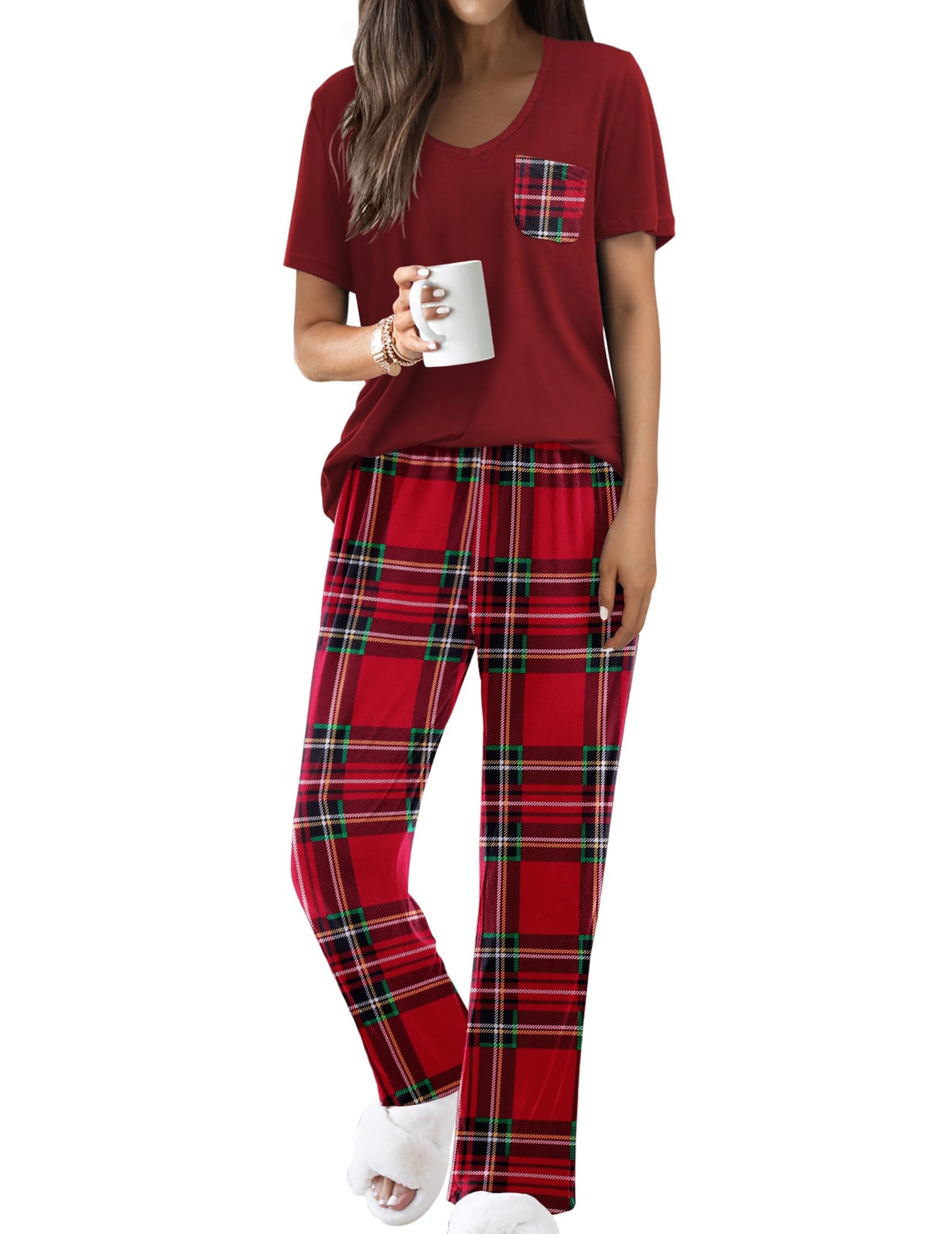 Ekouaer 2 Piece Short Sleeve Pj Set