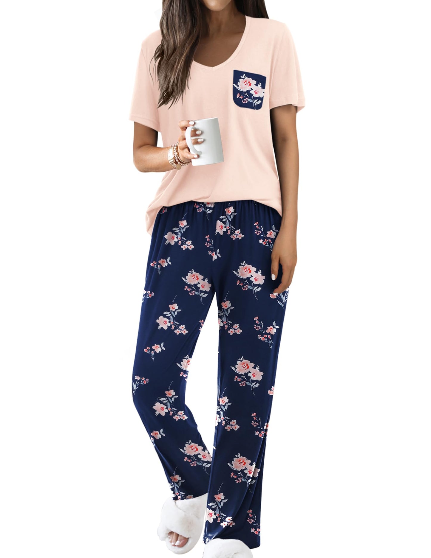 Ekouaer 2 Piece Short Sleeve Pj Set