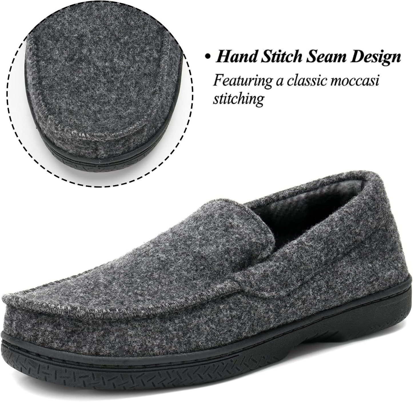 DL Men's Memory Foam Moccasin Slippers