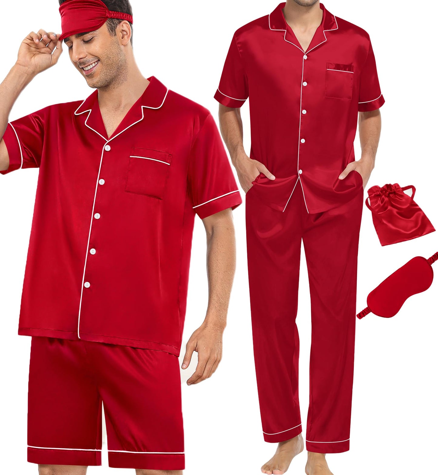 SWOMOG Mens 3pcs Pajamas Set