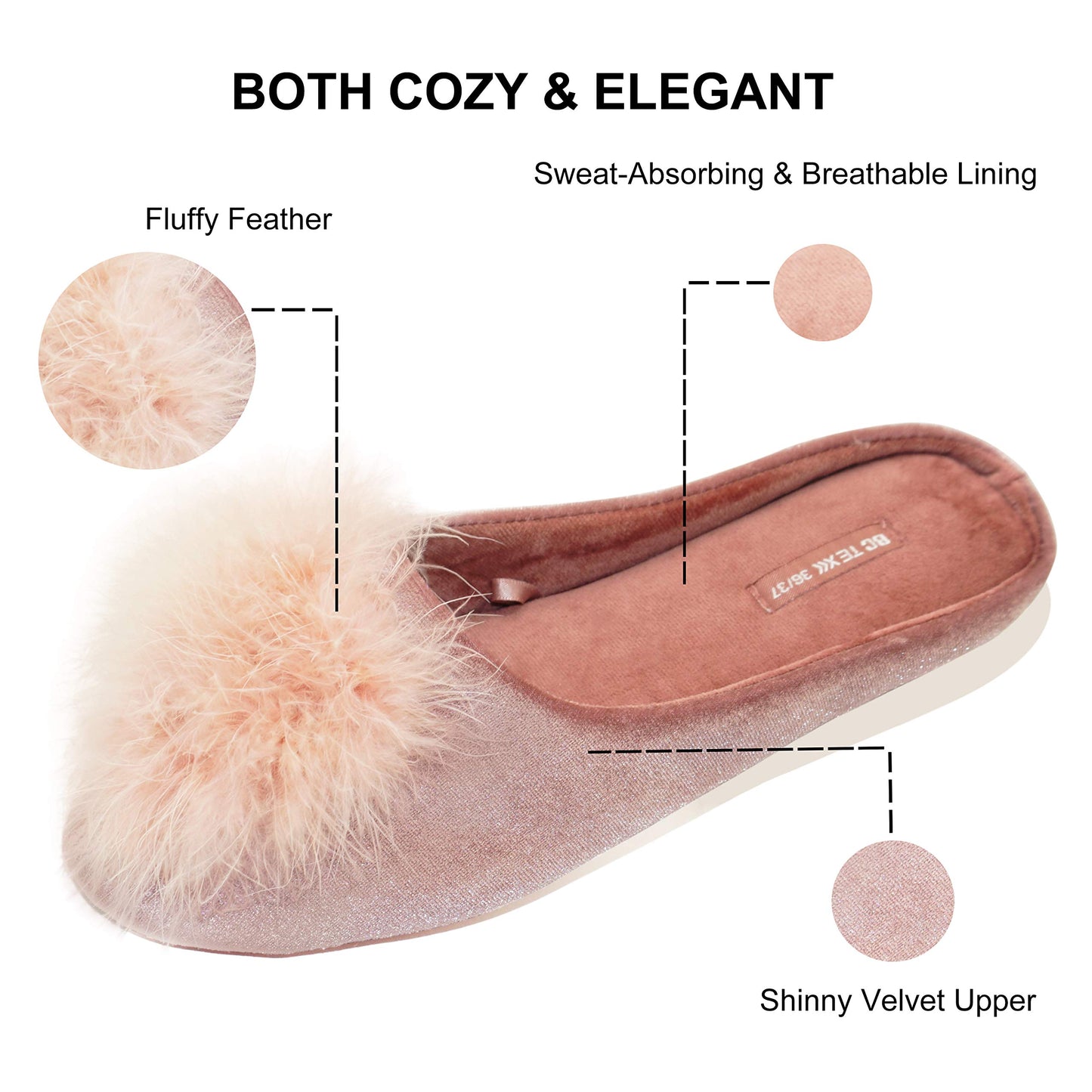 BCTEX COLL Women's Velvet Memory Foam House Slipper