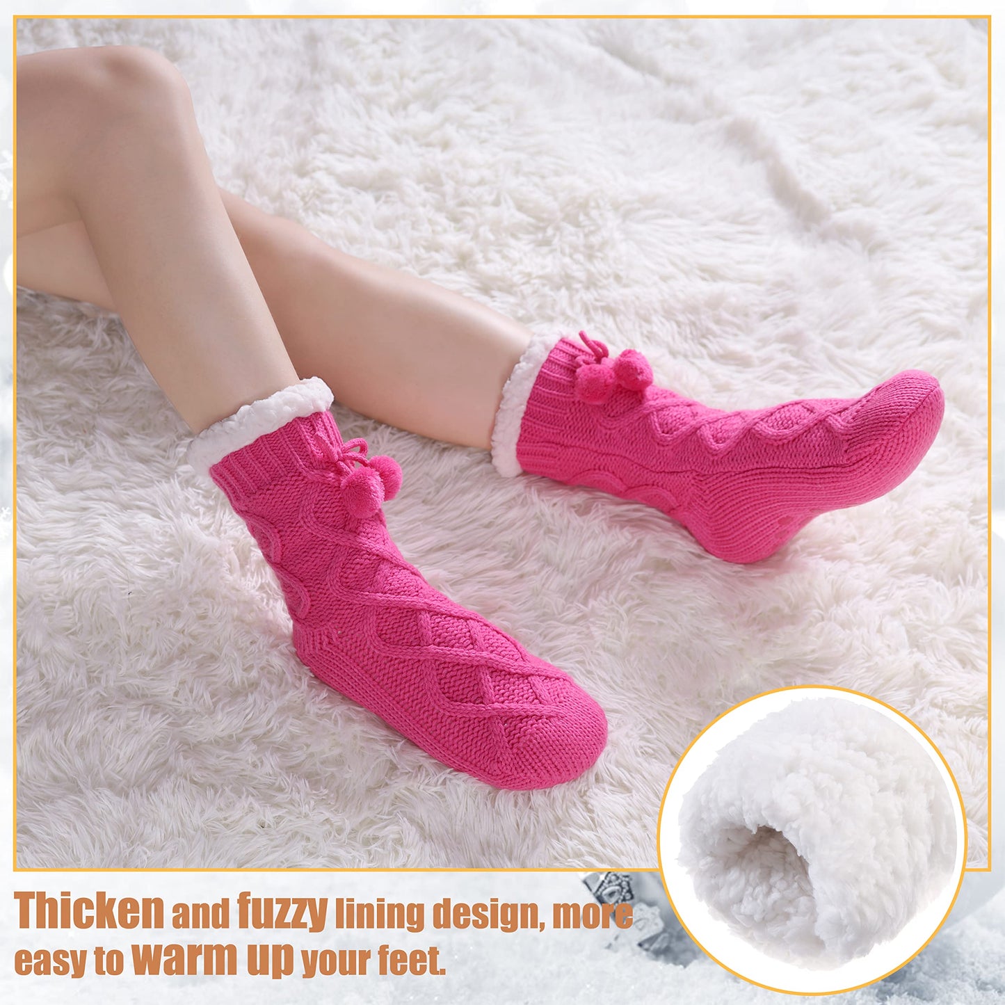 Yebing Warm Non Slip Slipper Socks