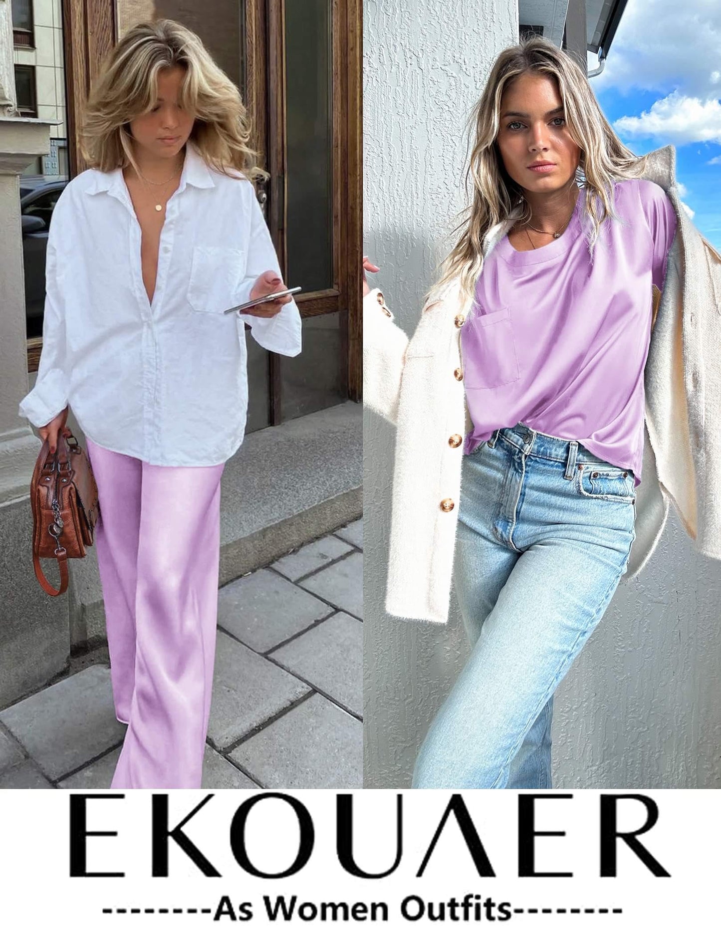 Ekouaer Silky Pajama Set