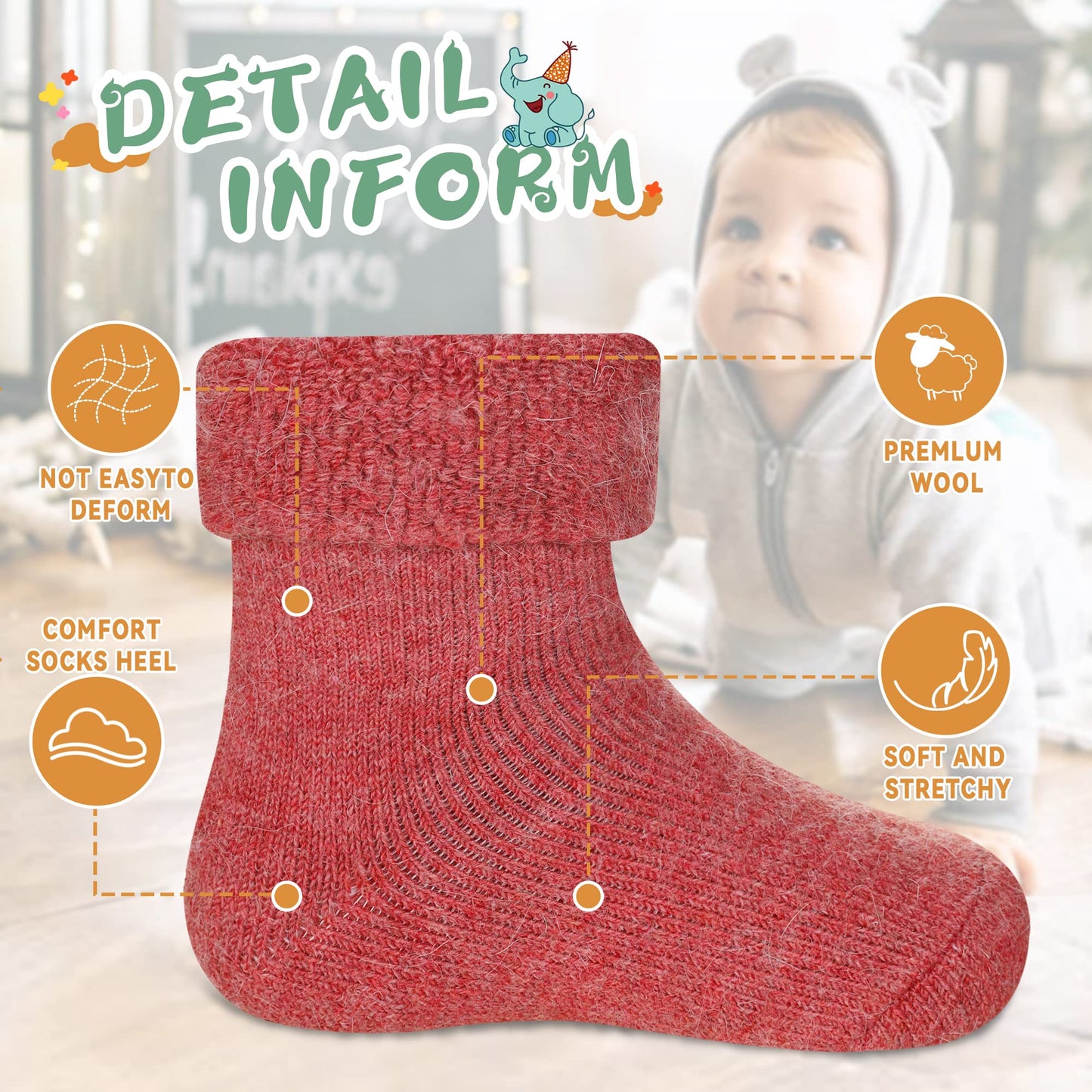 Eocom 6 Pairs Children's Wool Socks