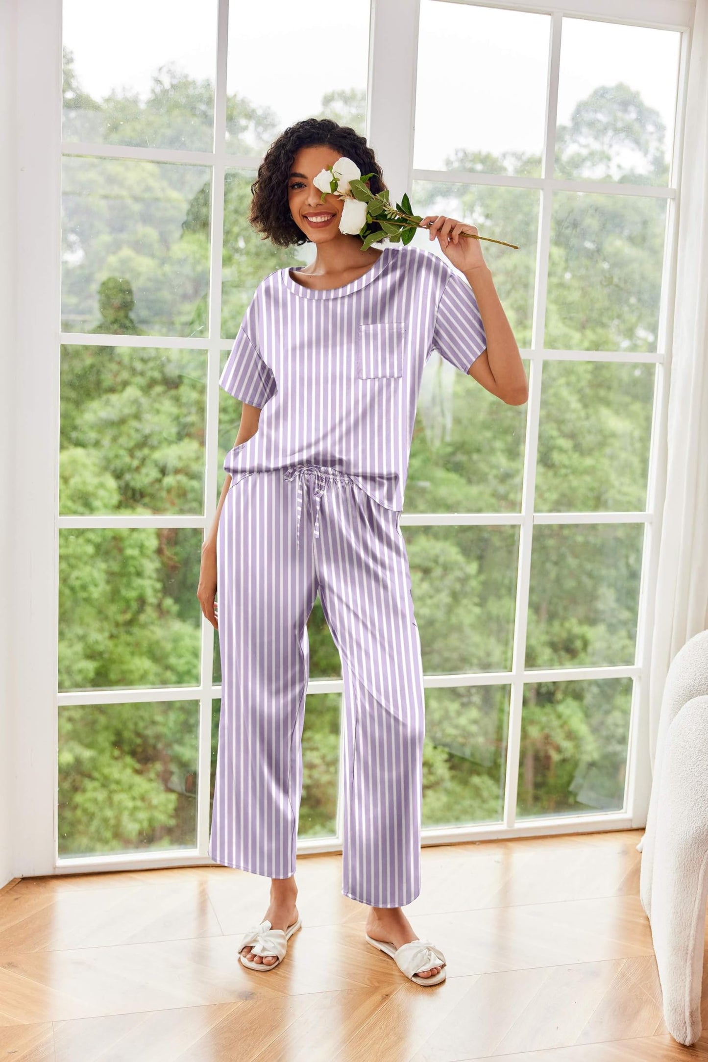 Ekouaer Silky Pajama Set