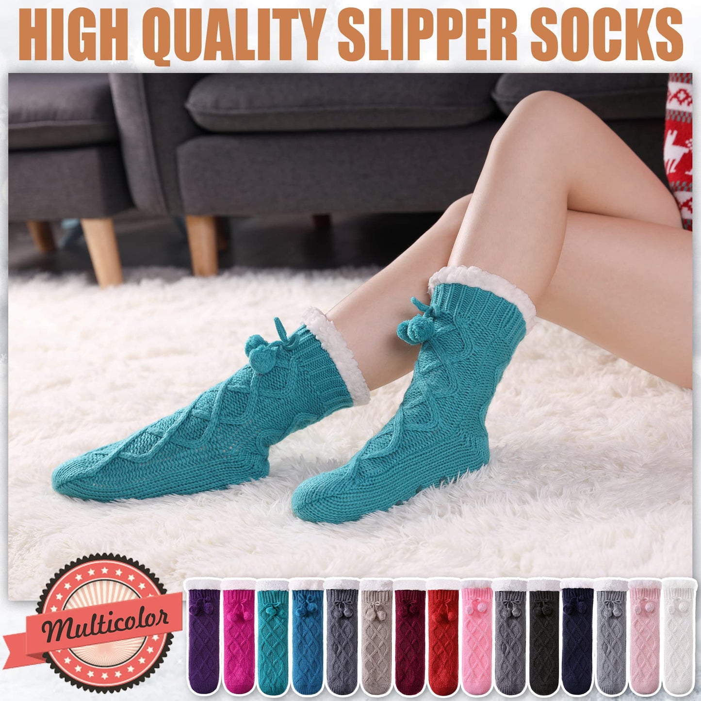 Yebing Warm Non Slip Slipper Socks