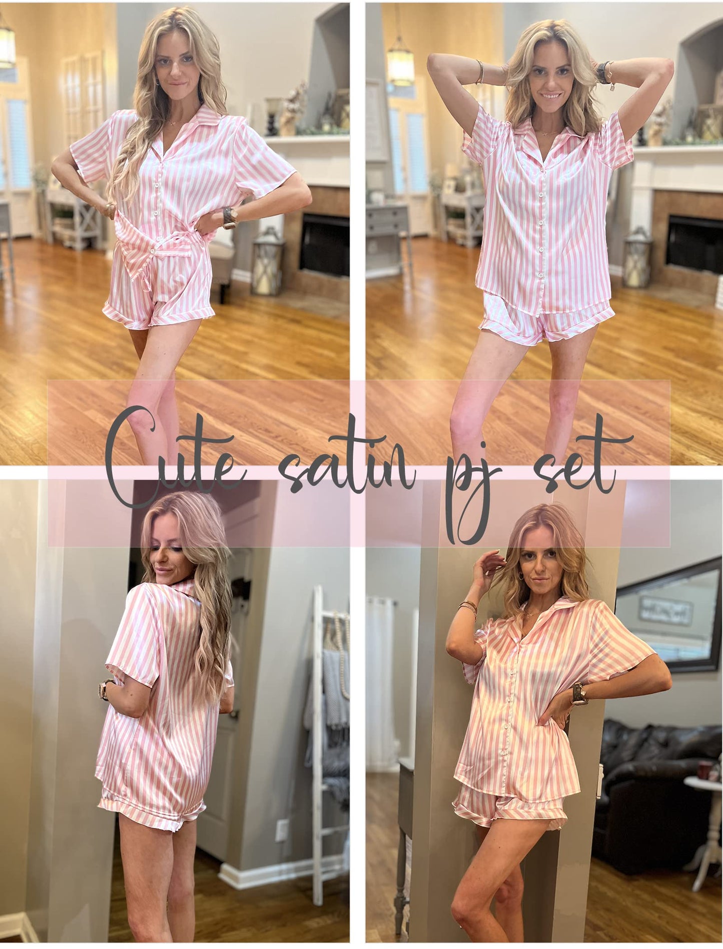 HOTOUCH  2 Piece Satin Pajamas Set