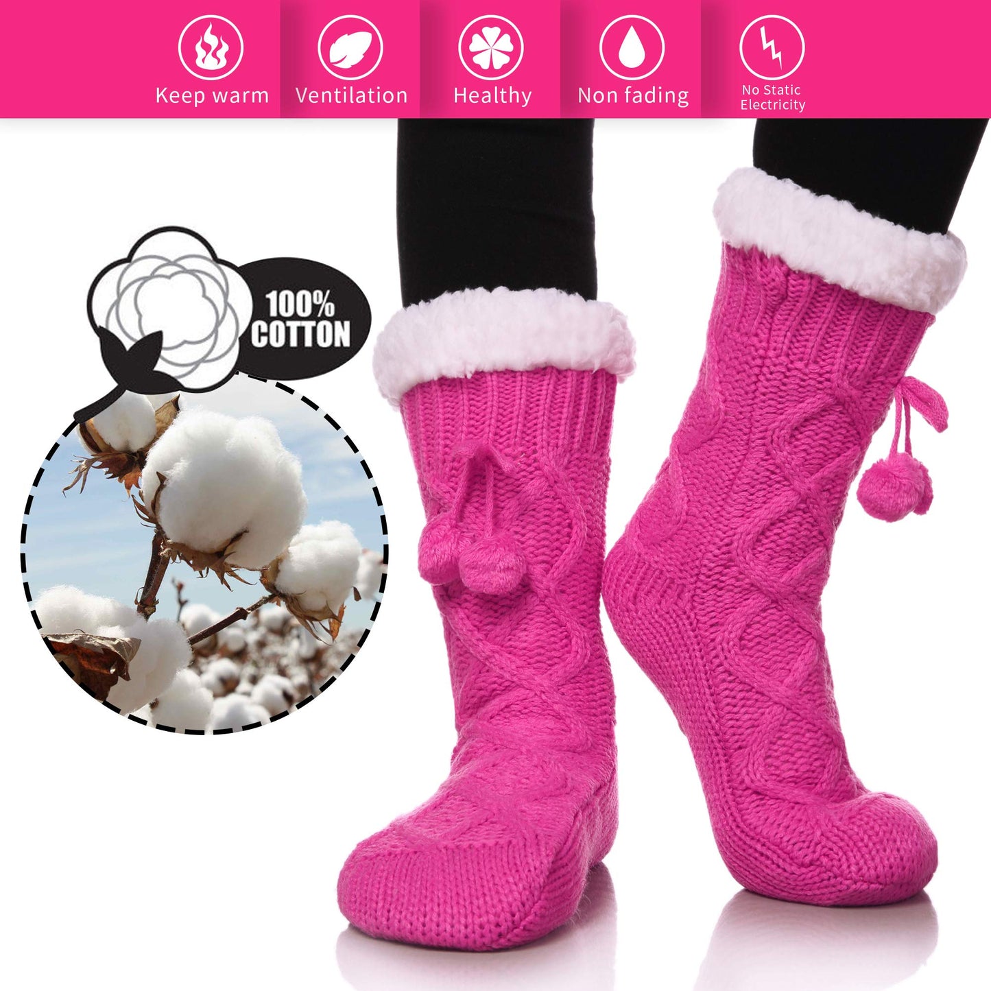 Yebing Warm Non Slip Slipper Socks