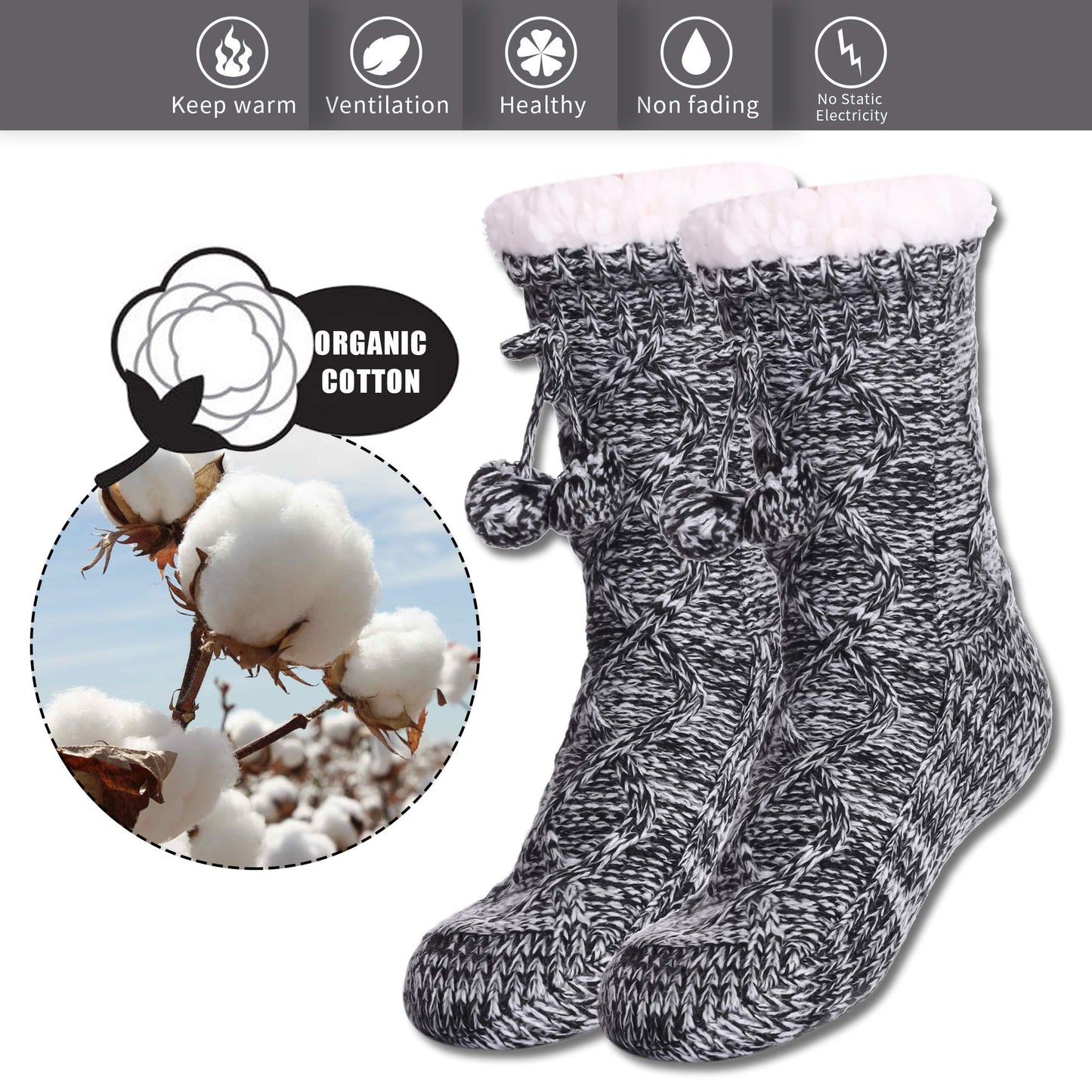 Yebing Warm Non Slip Slipper Socks