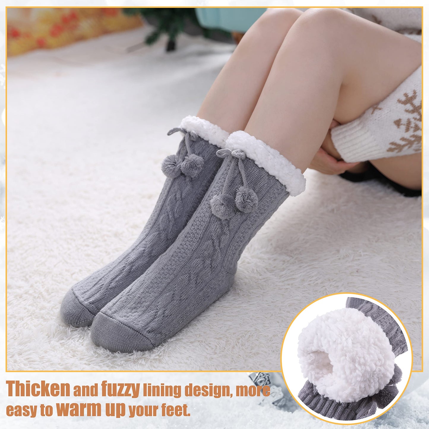 Yebing Warm Non Slip Slipper Socks