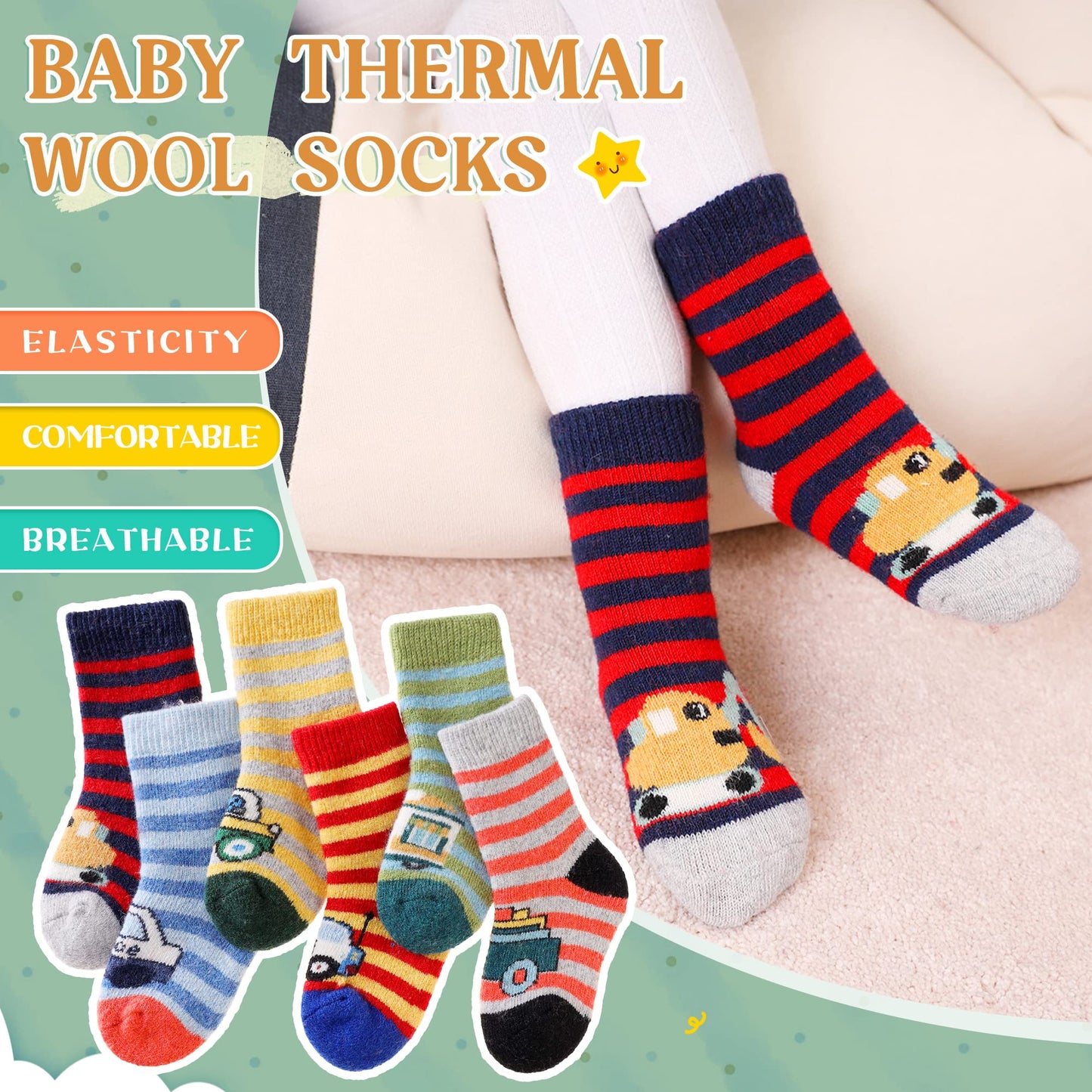 Eocom 6 Pairs Children's Wool Socks