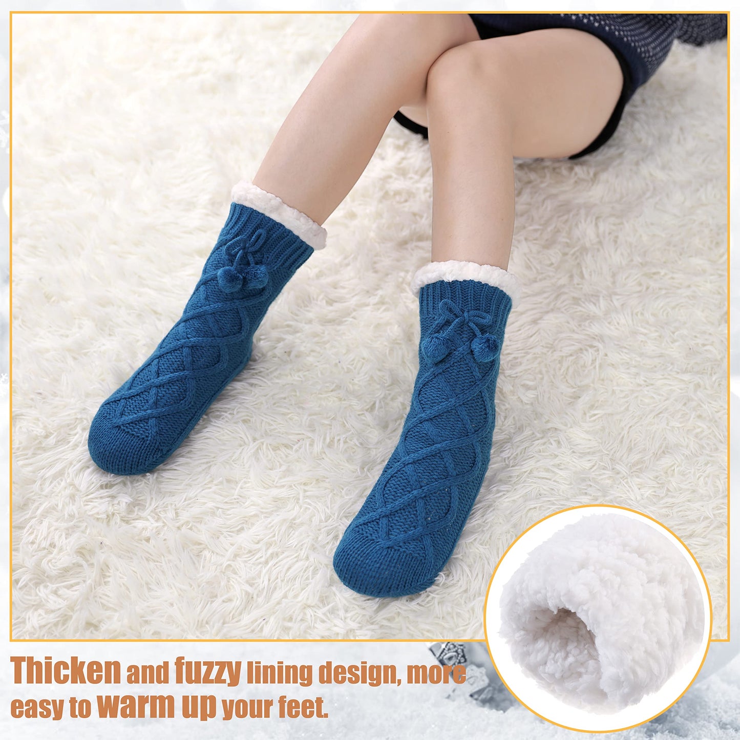 Yebing Warm Non Slip Slipper Socks