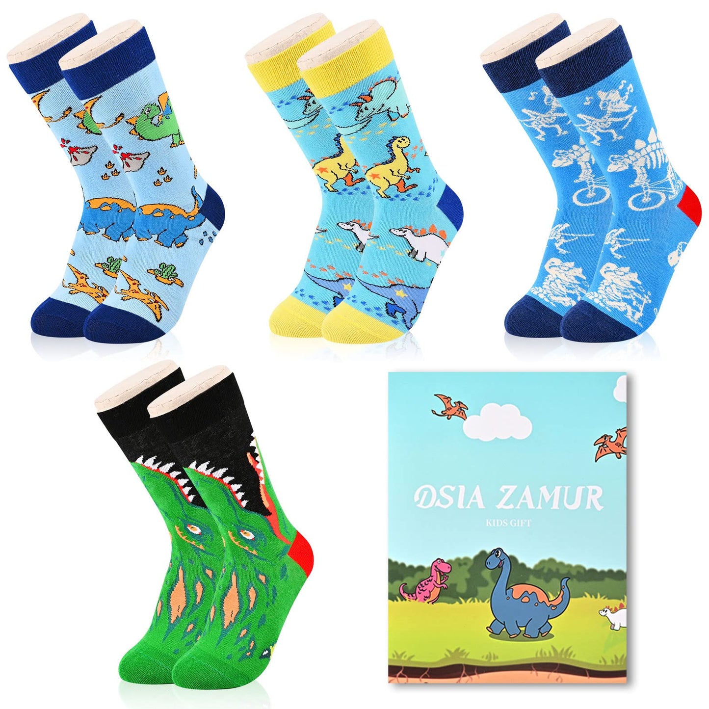 Kids Novelty Crew Socks 4-6 Pack + Gift Box