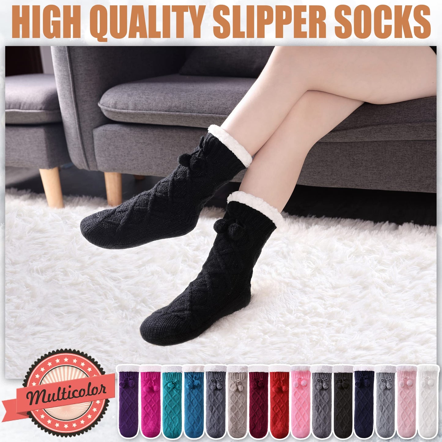 Yebing Warm Non Slip Slipper Socks