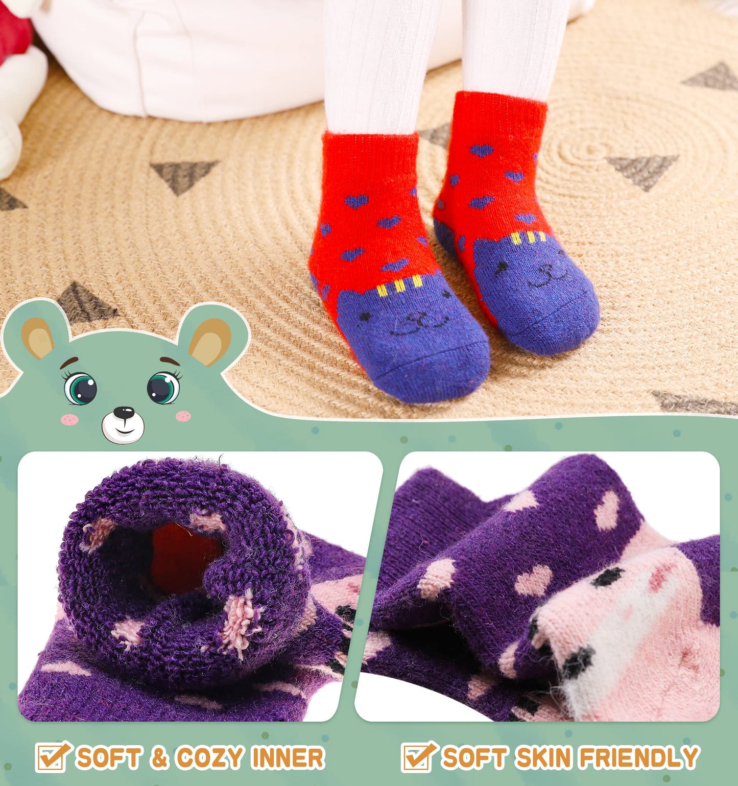 Eocom 6 Pairs Children's Wool Socks