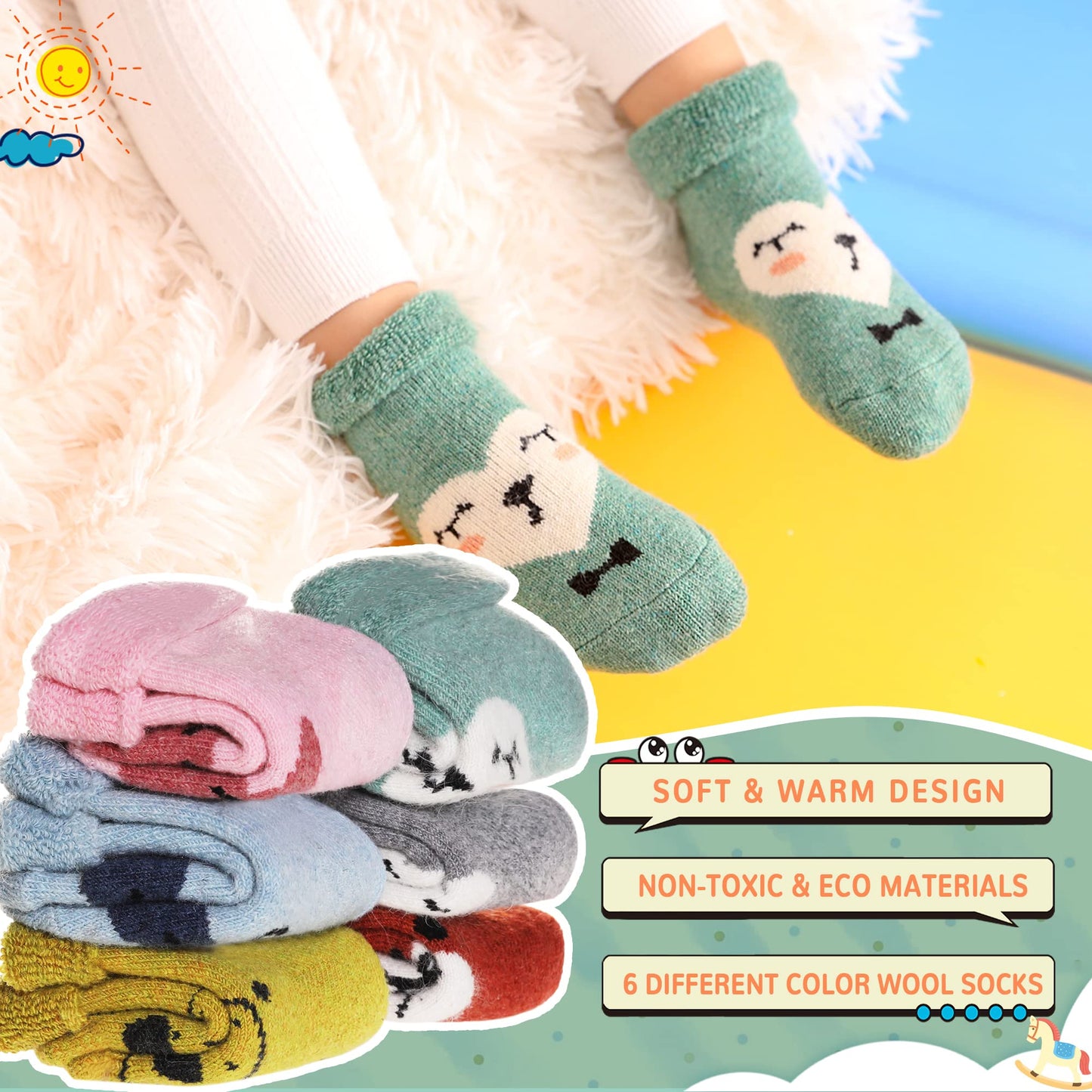 Eocom 6 Pairs Children's Wool Socks