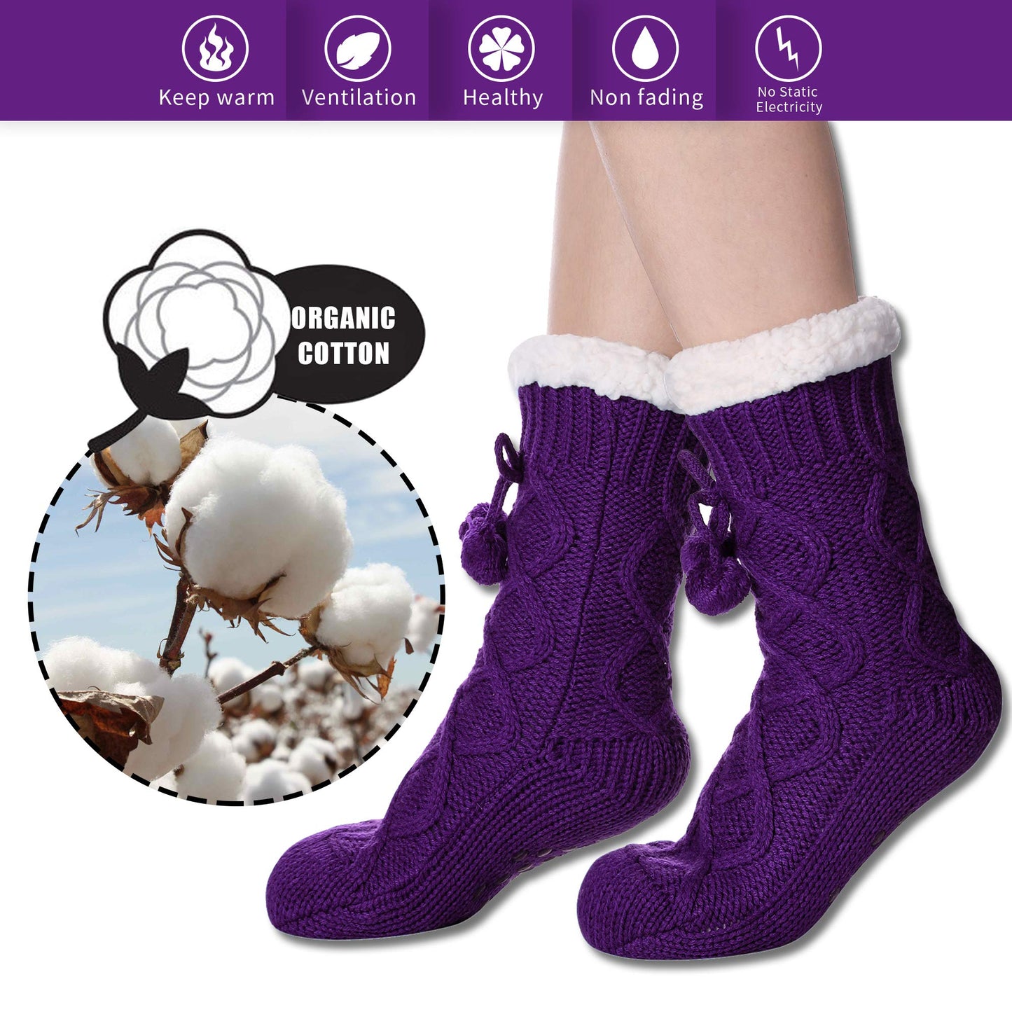 Yebing Warm Non Slip Slipper Socks