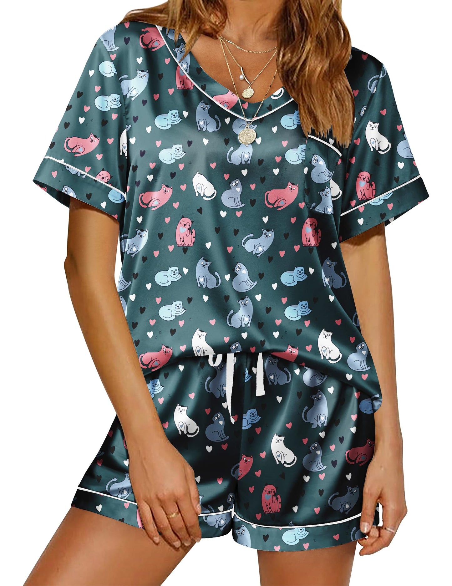 Ekouaer Silk Pajama Set