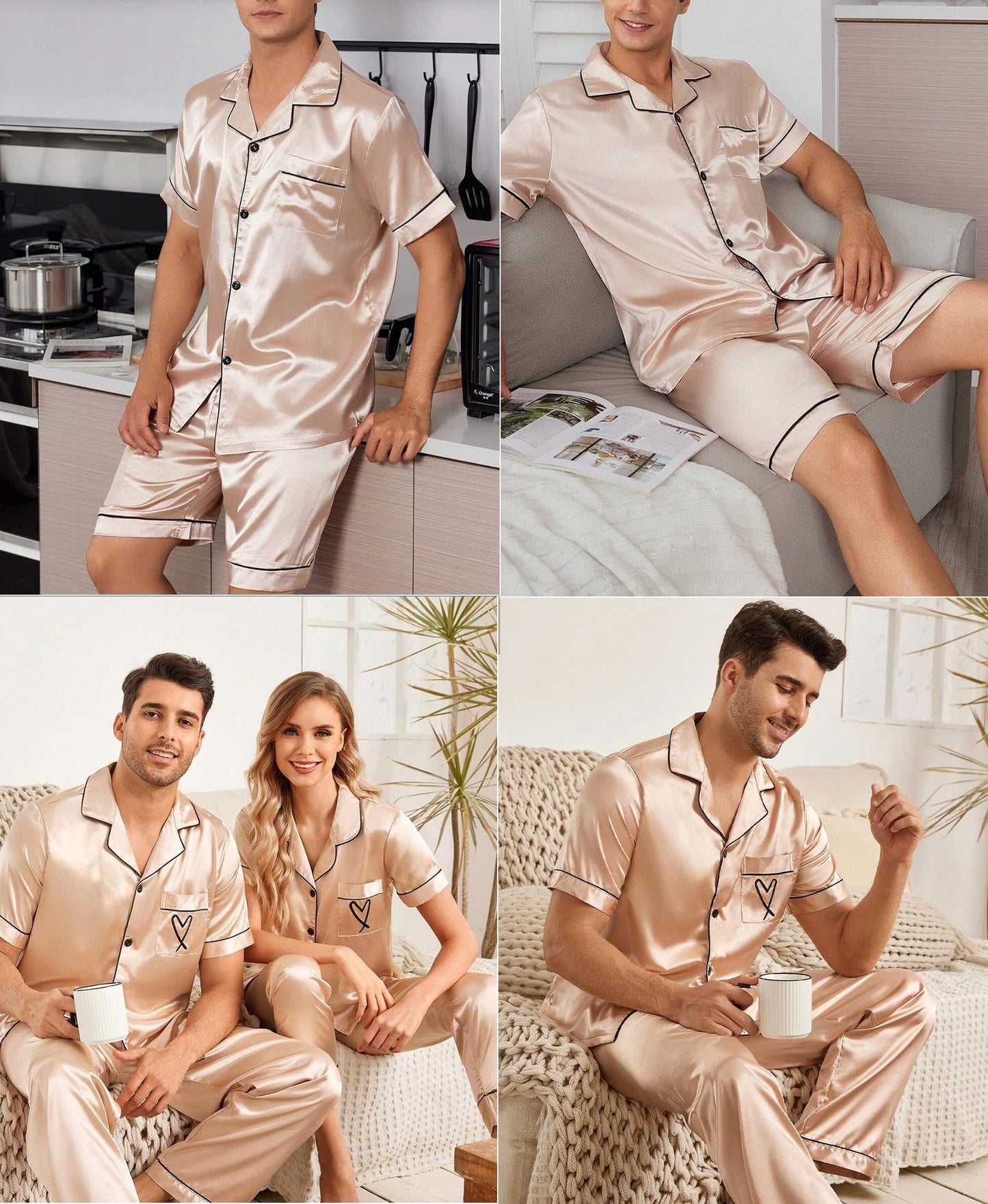 SWOMOG Mens 3pcs Pajamas Set