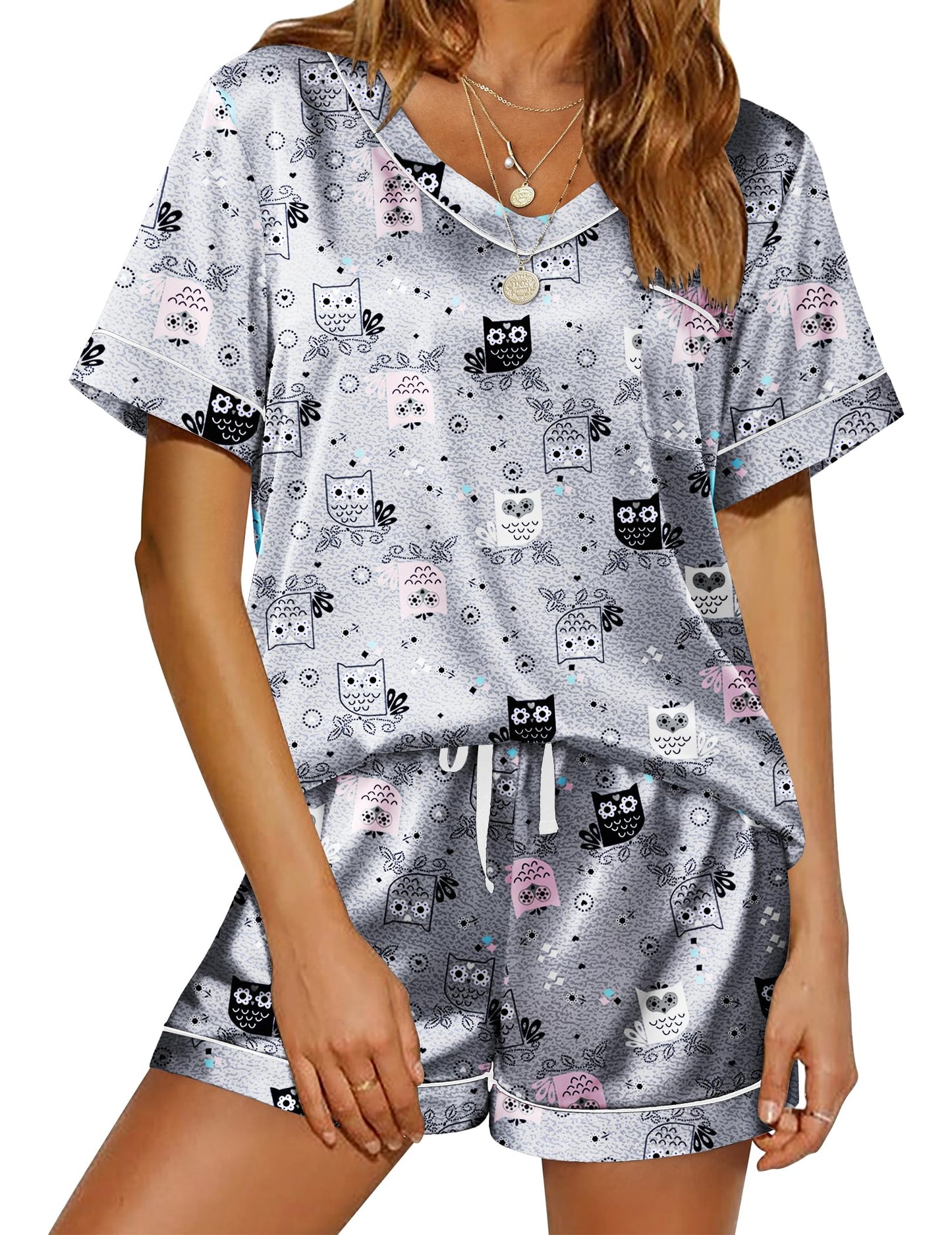 Ekouaer Silk Pajama Set