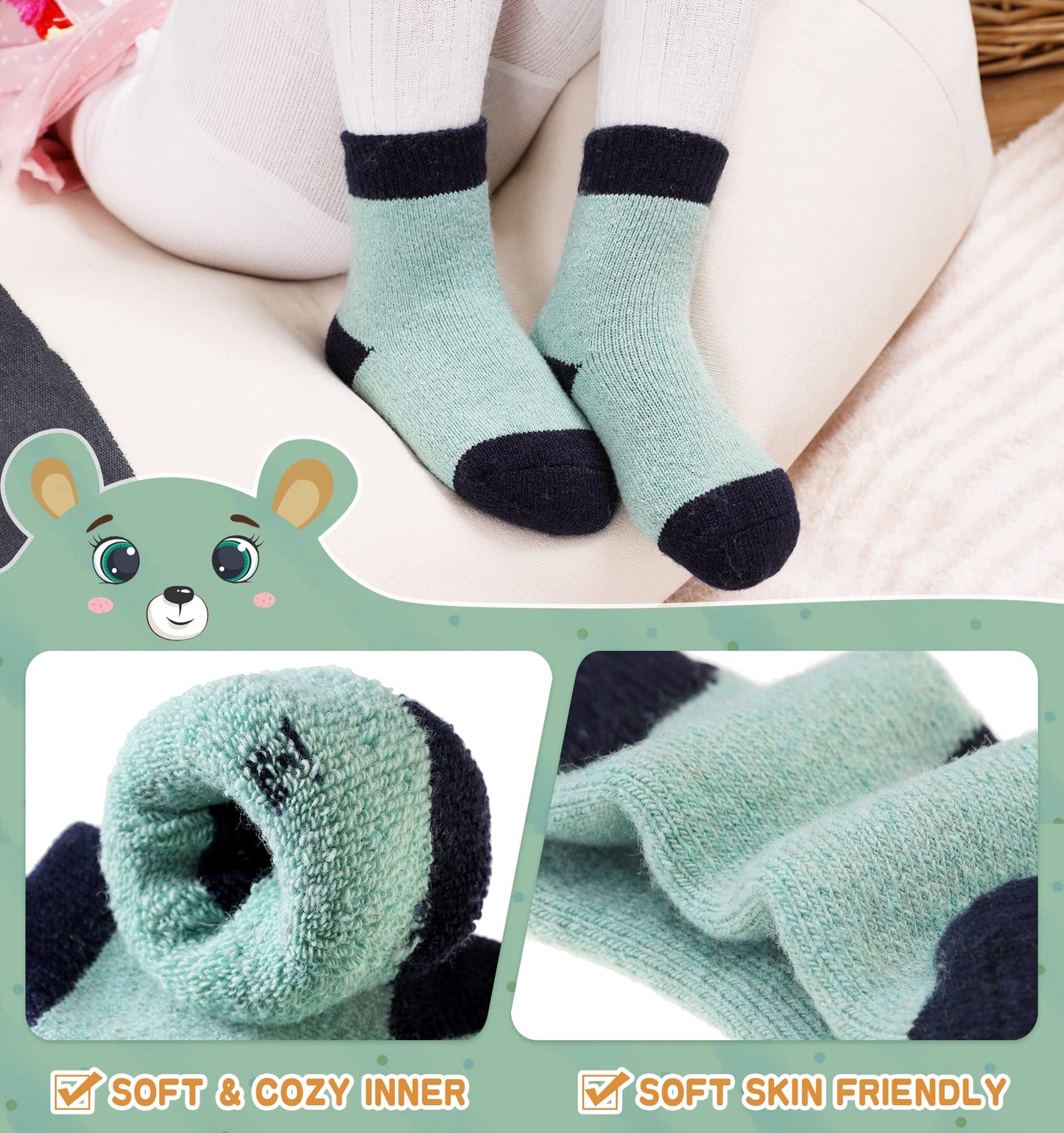 Eocom 6 Pairs Children's Wool Socks