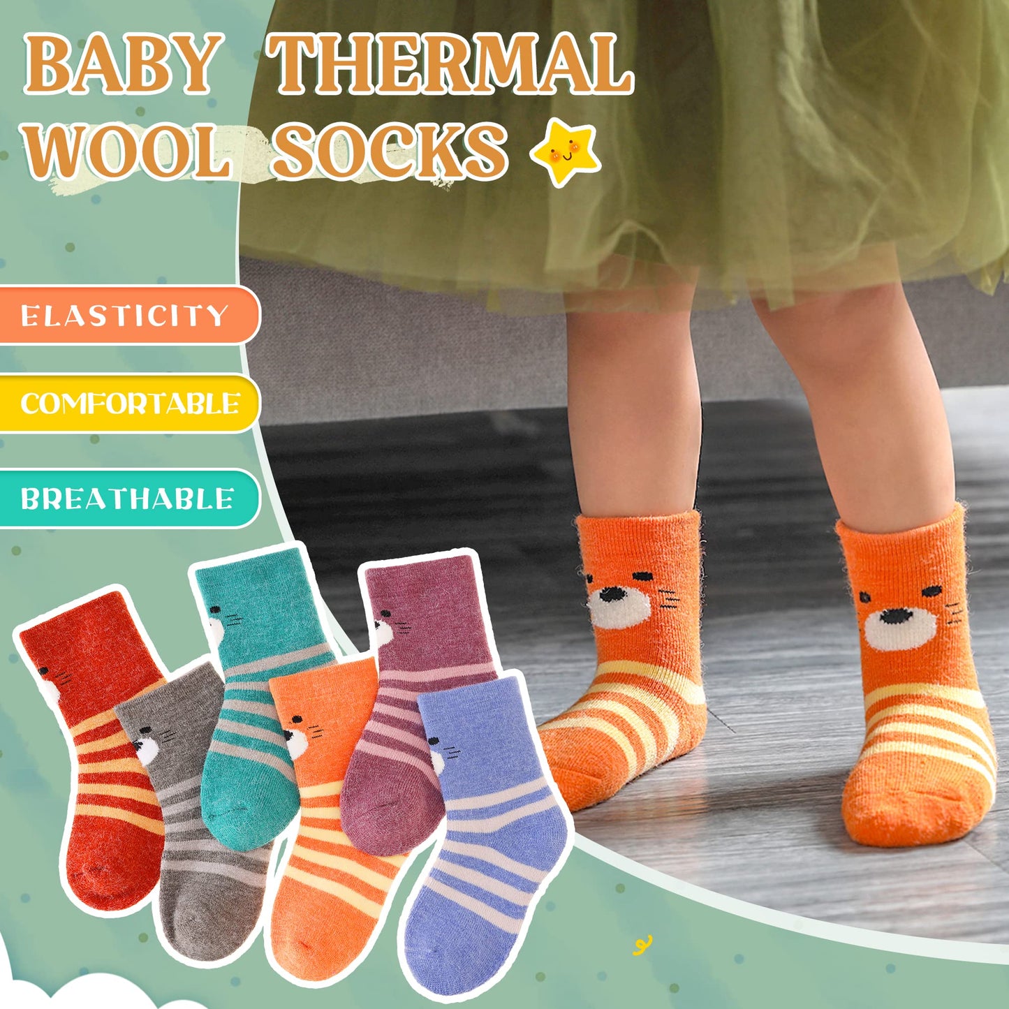 Eocom 6 Pairs Children's Wool Socks