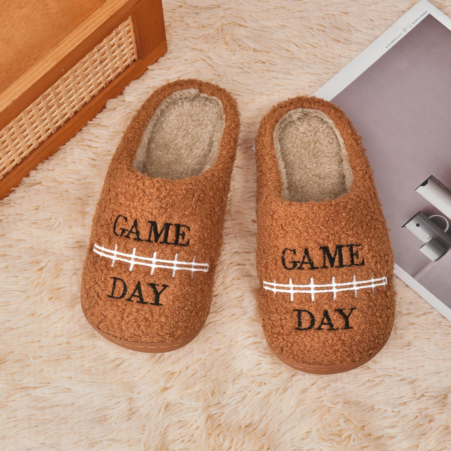 INMINPIN Kids Memory Foam Non-Slip Slippers for Sports Fan