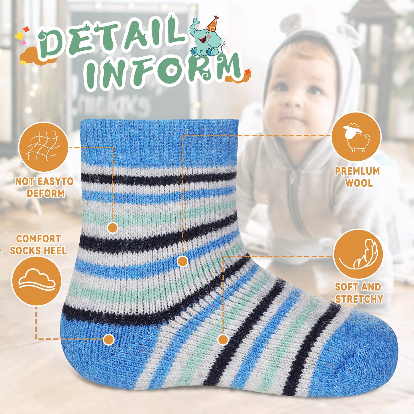 Eocom 6 Pairs Children's Wool Socks