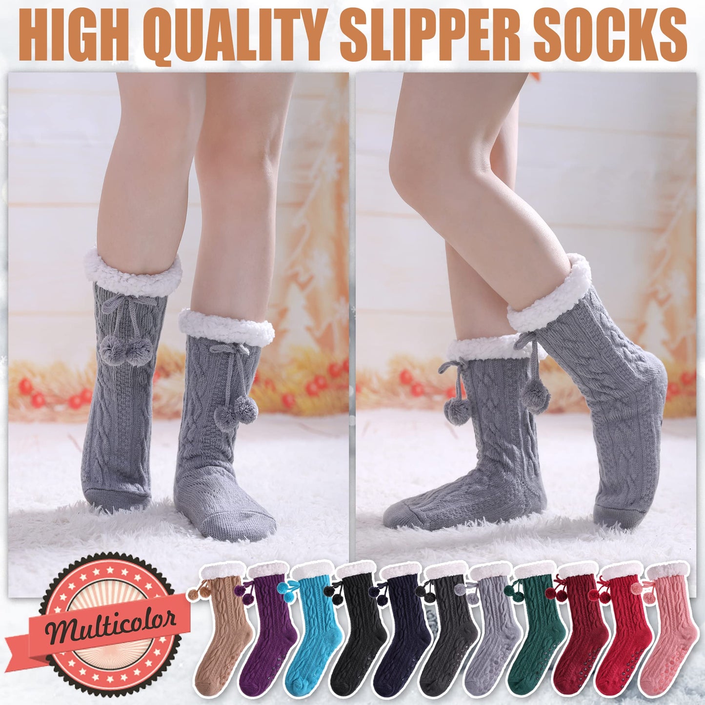 Yebing Warm Non Slip Slipper Socks