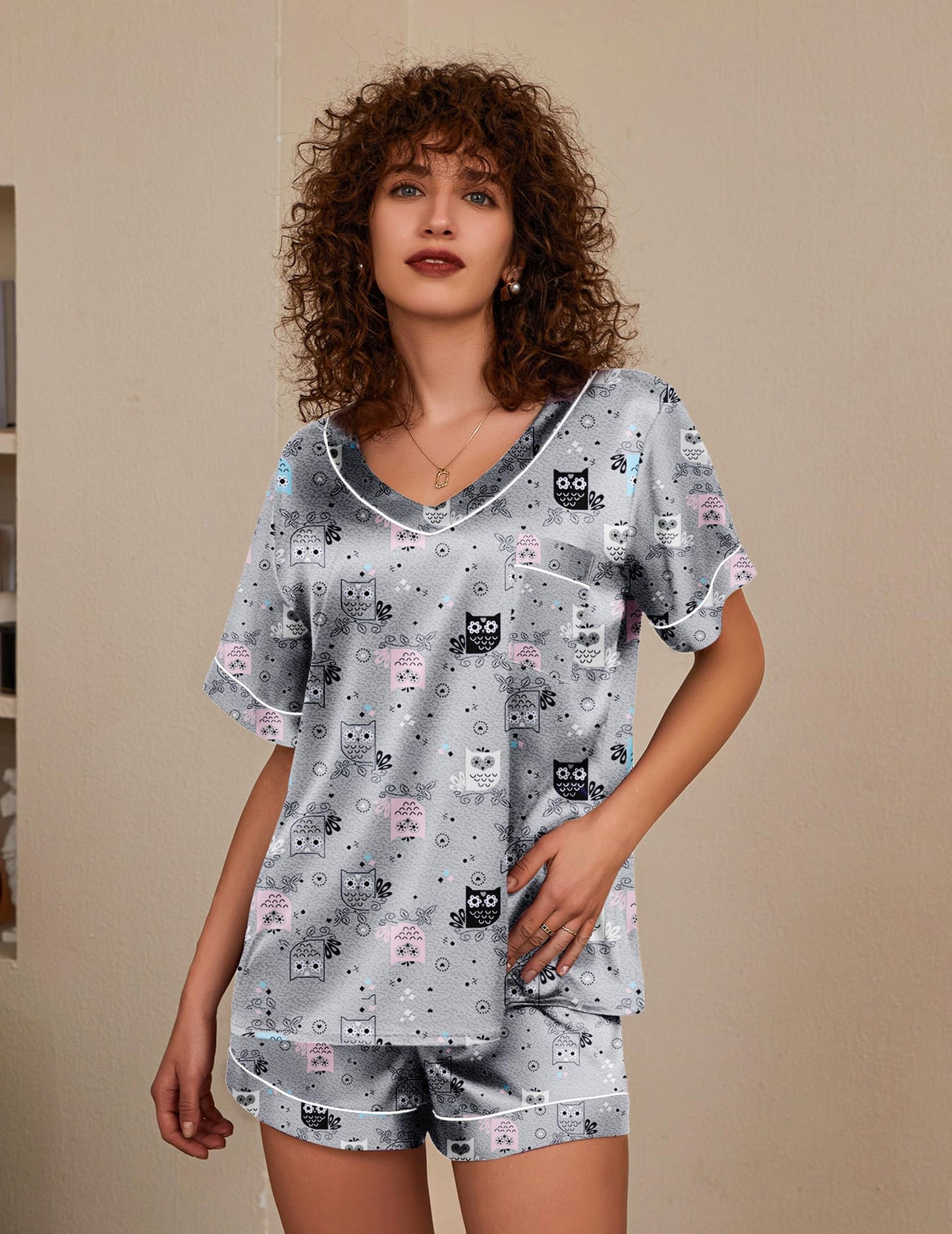 Ekouaer Silk Pajama Set