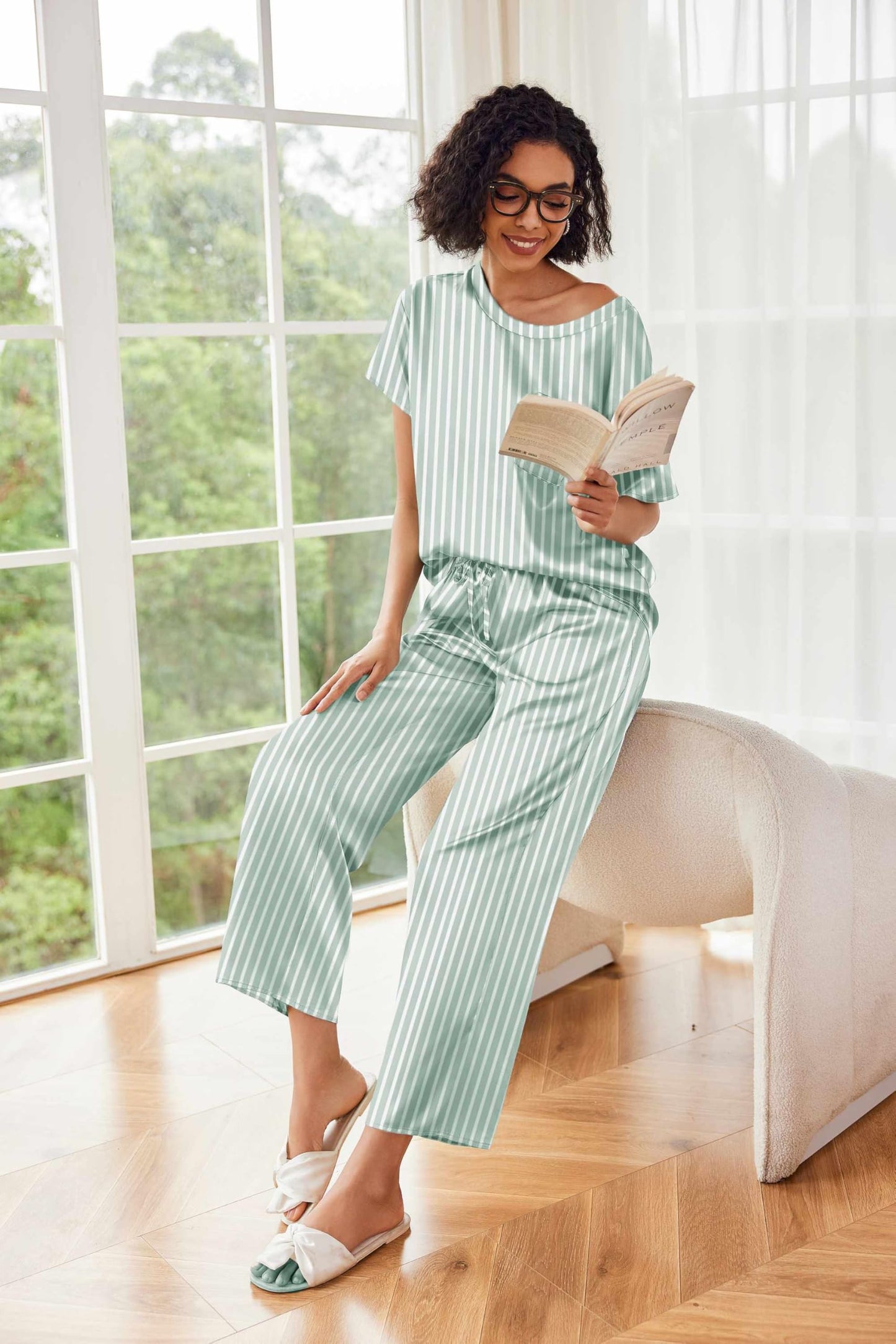 Ekouaer Silky Pajama Set