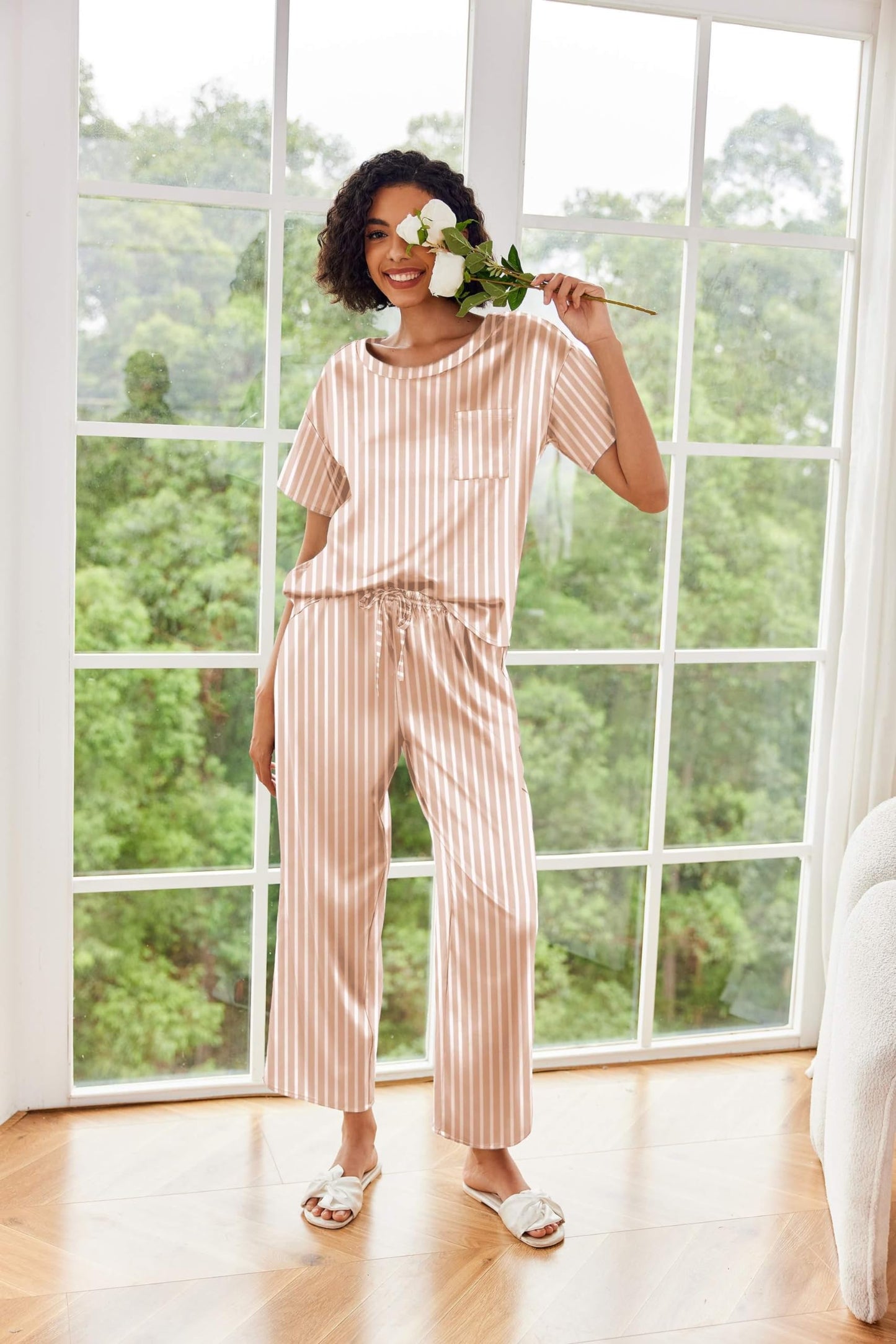 Ekouaer Silky Pajama Set