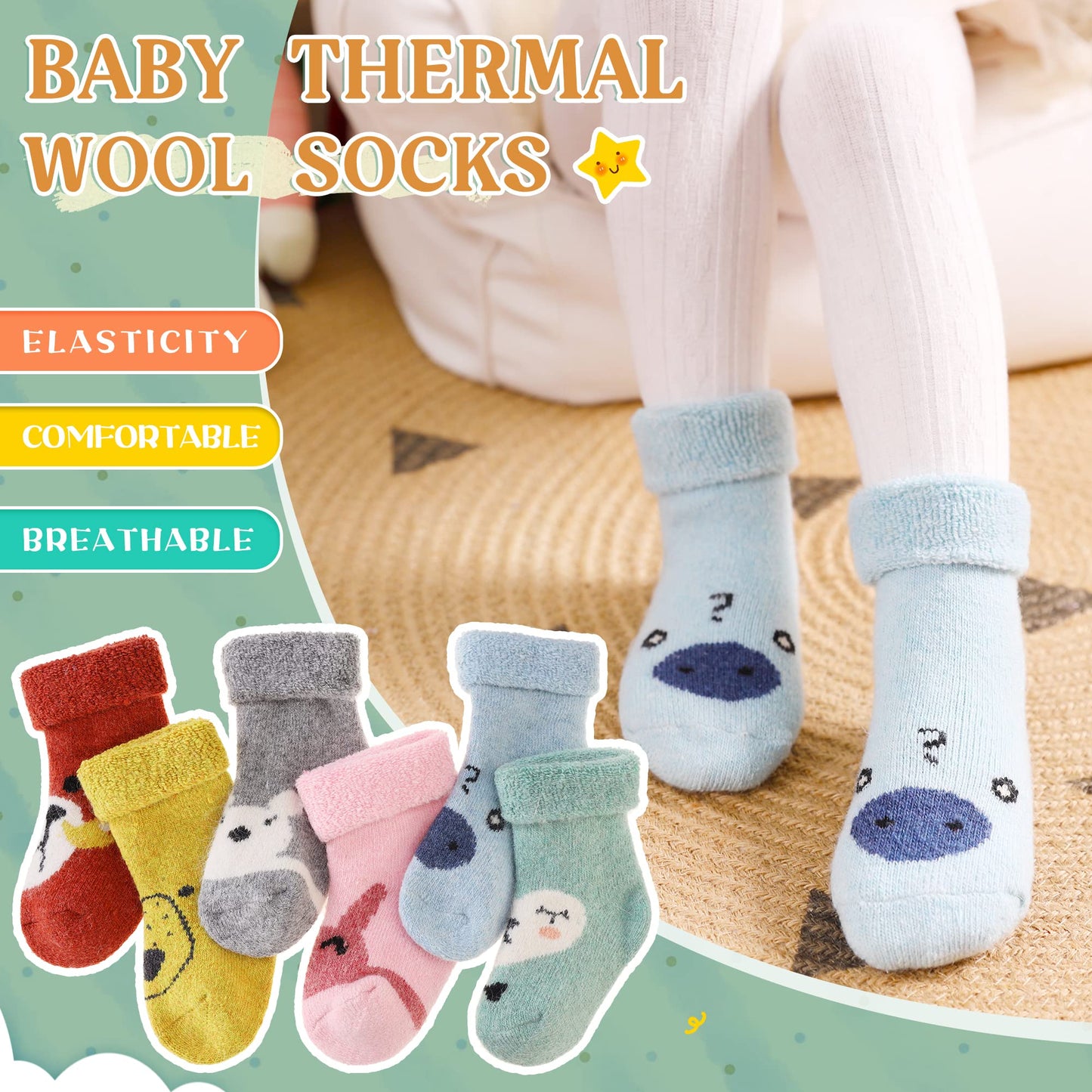 Eocom 6 Pairs Children's Wool Socks