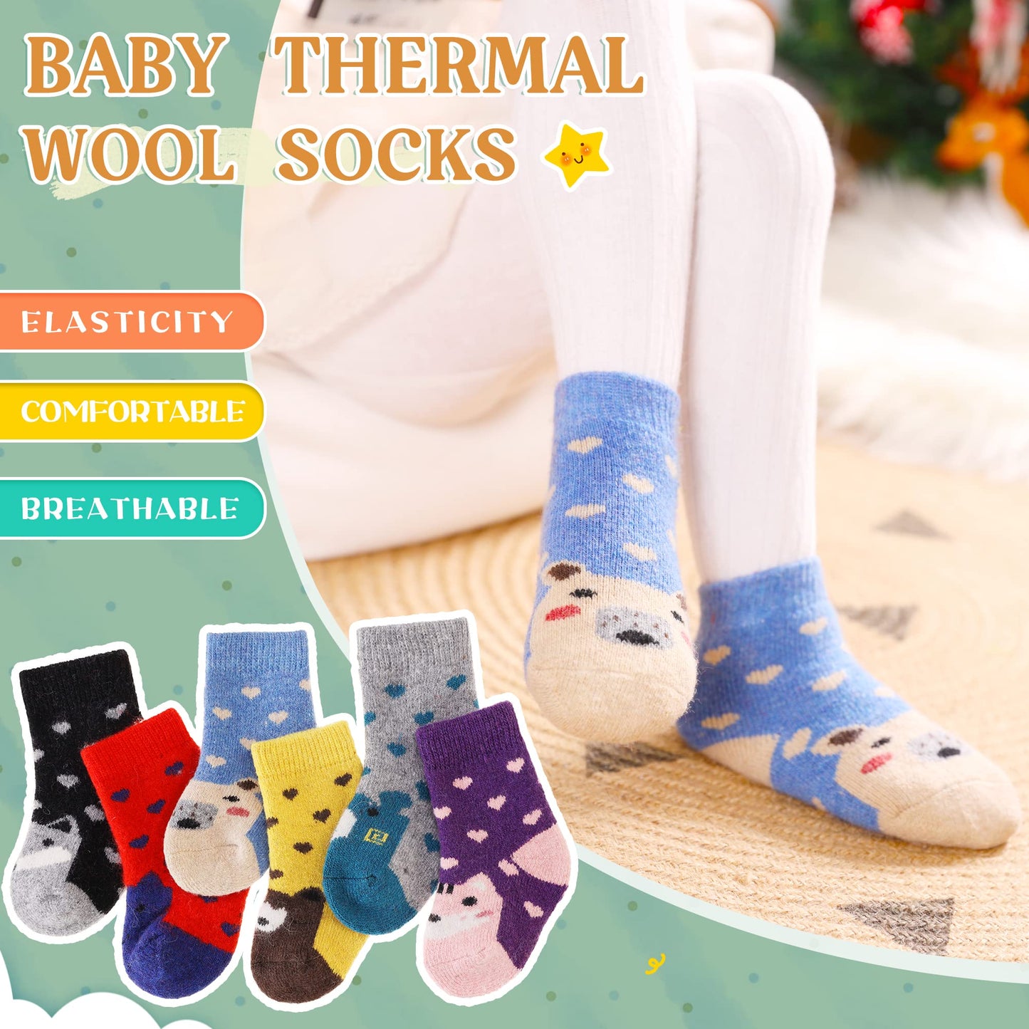 Eocom 6 Pairs Children's Wool Socks