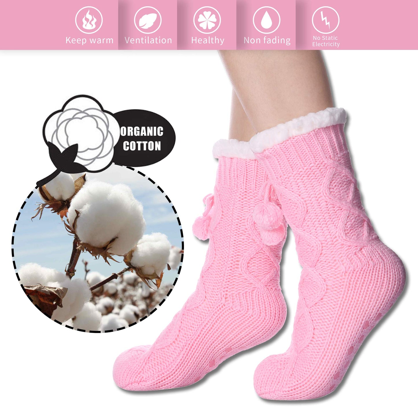 Yebing Warm Non Slip Slipper Socks