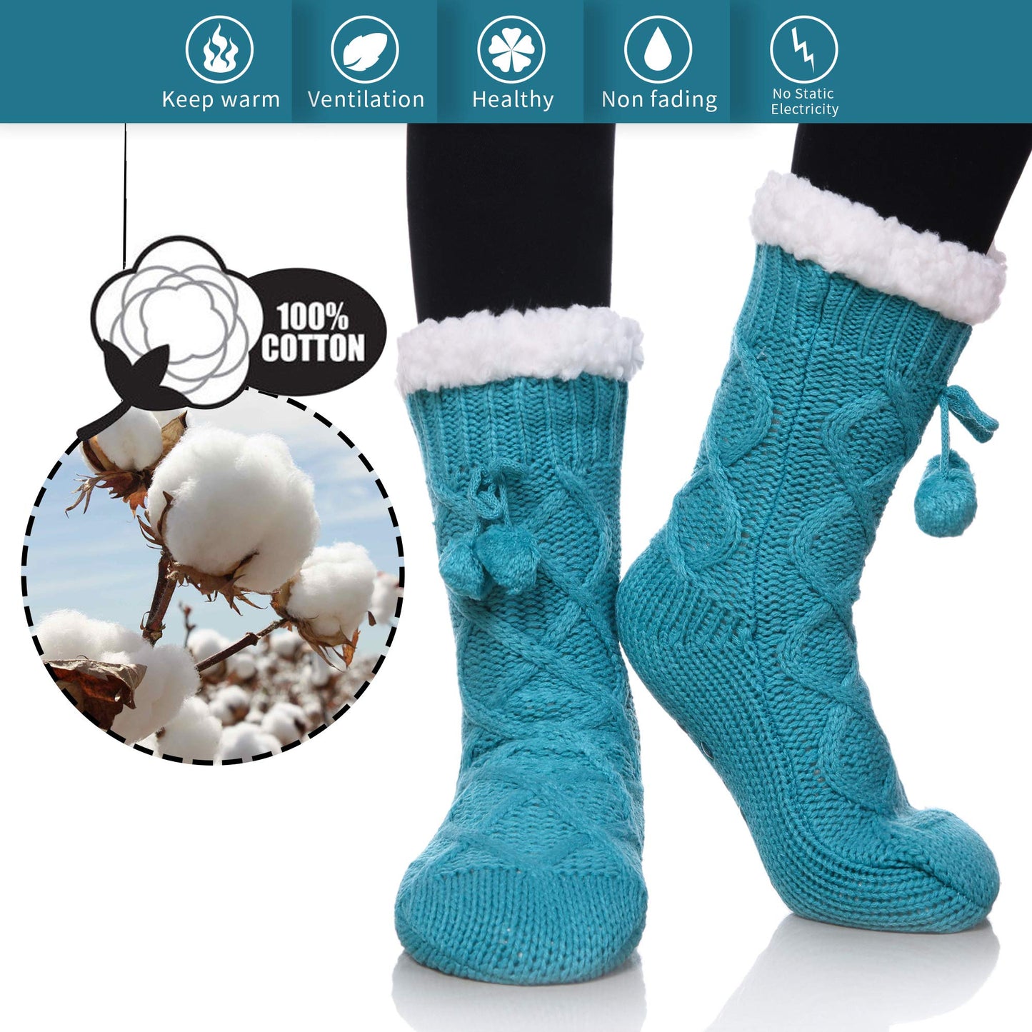 Yebing Warm Non Slip Slipper Socks