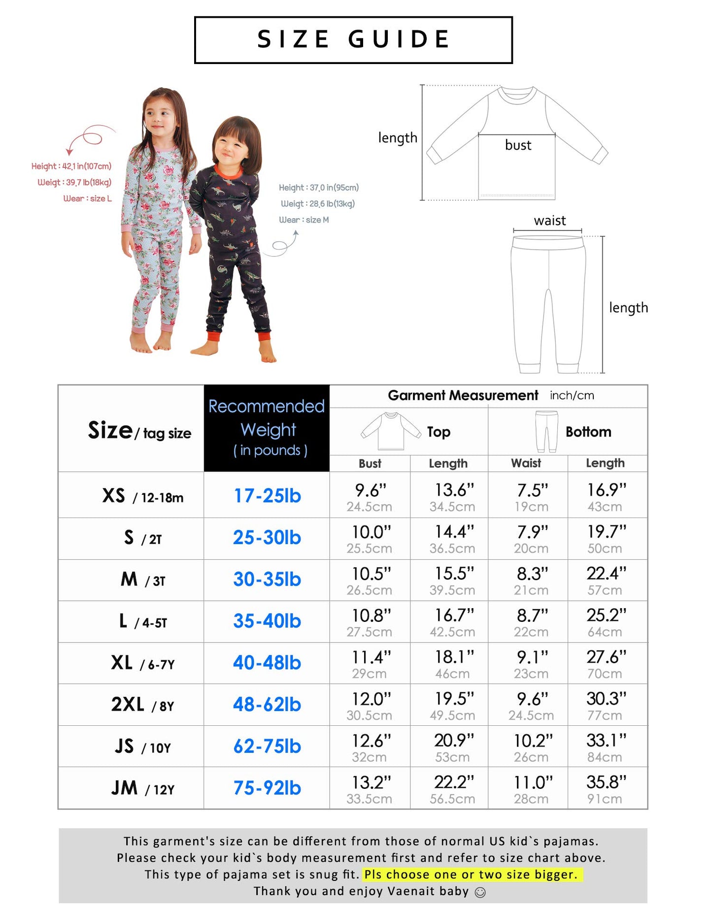 VAENAIT Kids 100% Cotton Pajamas Set