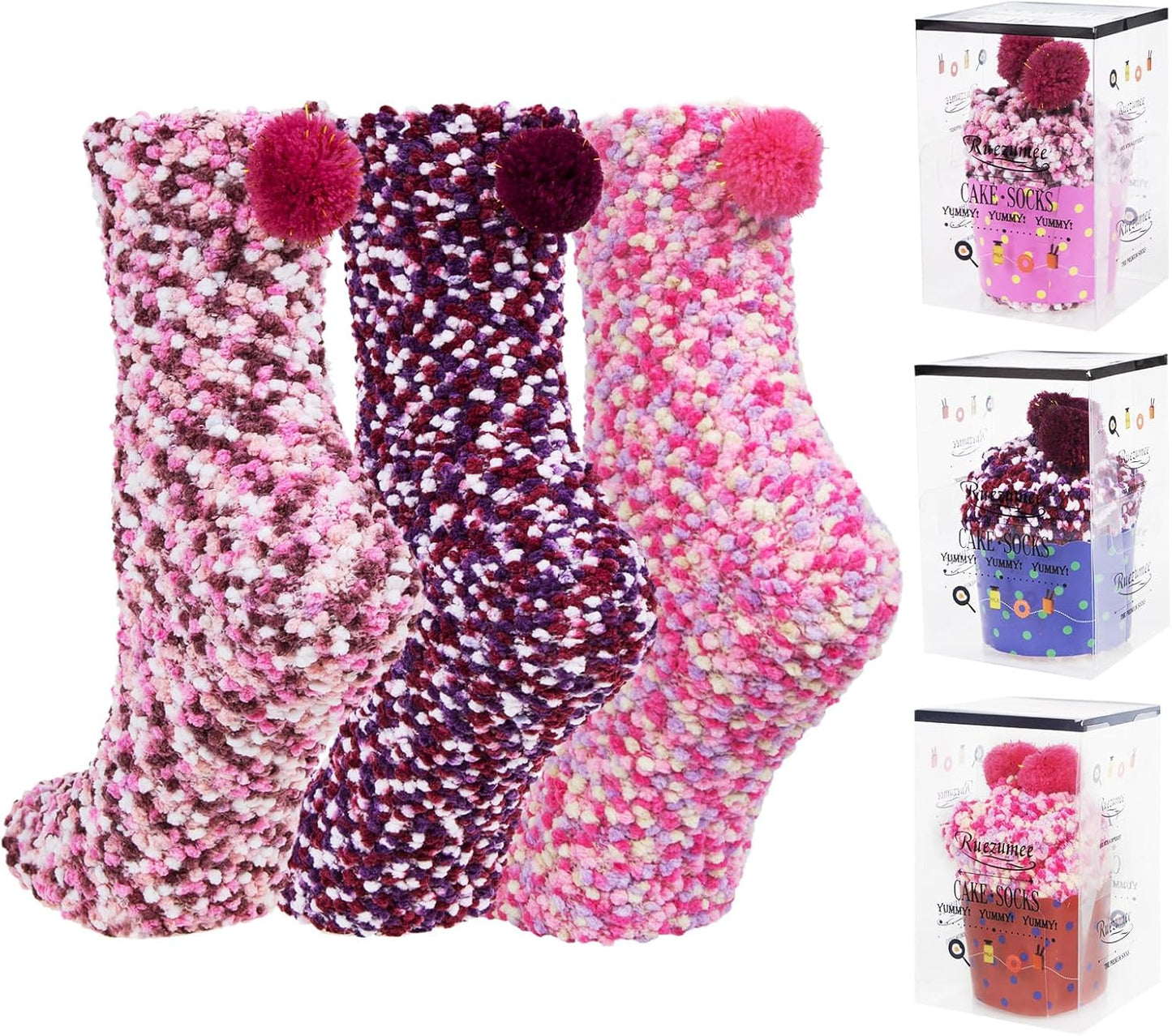 YSense 3 Pairs Fuzzy Socks