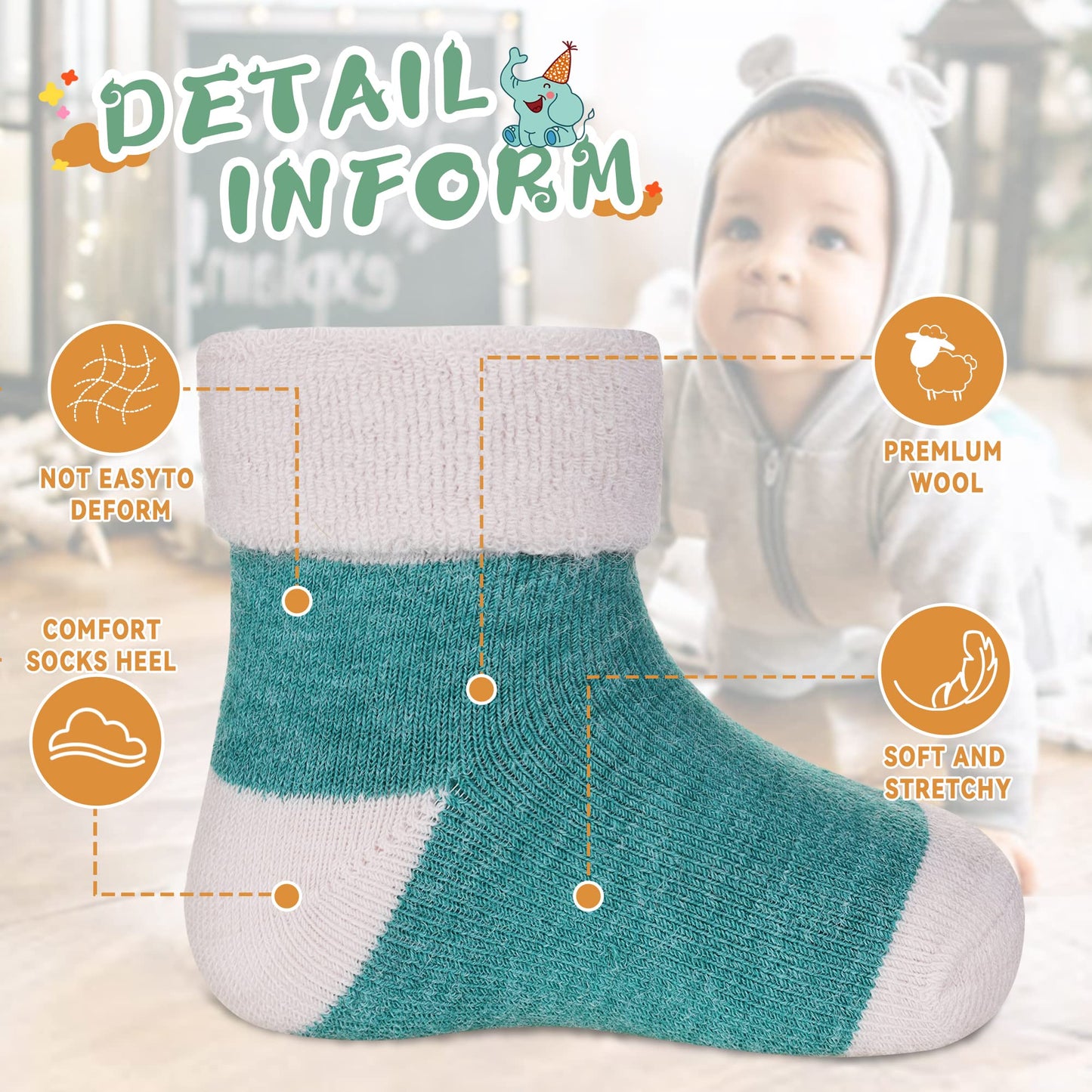 Eocom 6 Pairs Children's Wool Socks