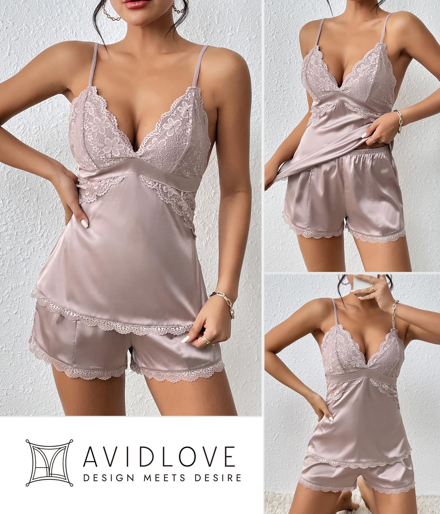 Avidlove Satin & Lace Pajamas Set