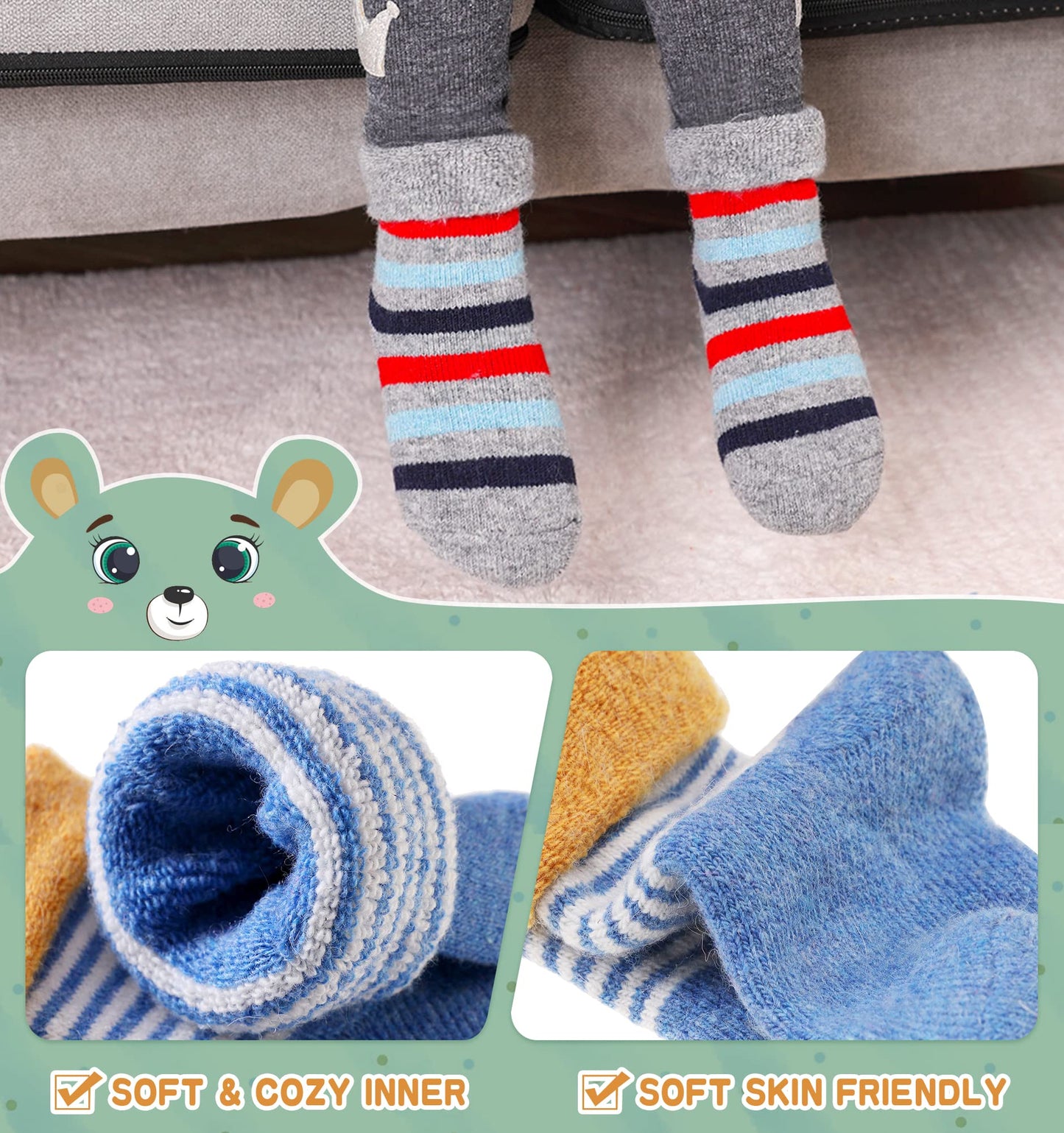 Eocom 6 Pairs Children's Wool Socks