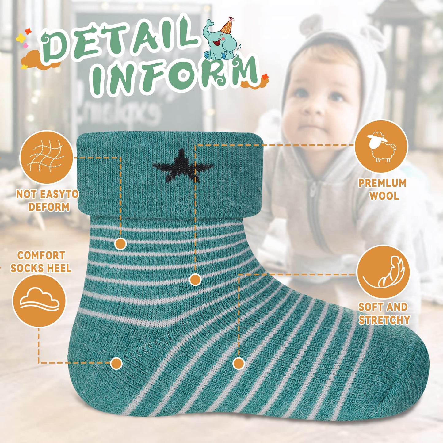 Eocom 6 Pairs Children's Wool Socks